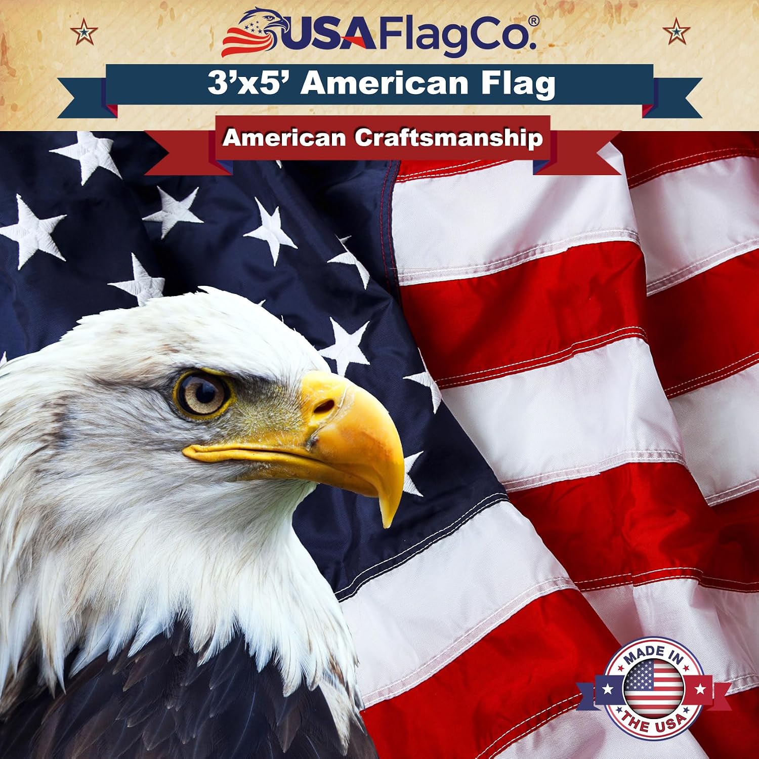 US Flag 4x6 100% American Made: The Best Embroidered Stars and Sewn Stripes American Flag, Made in the USA (4 by 6 Foot)
