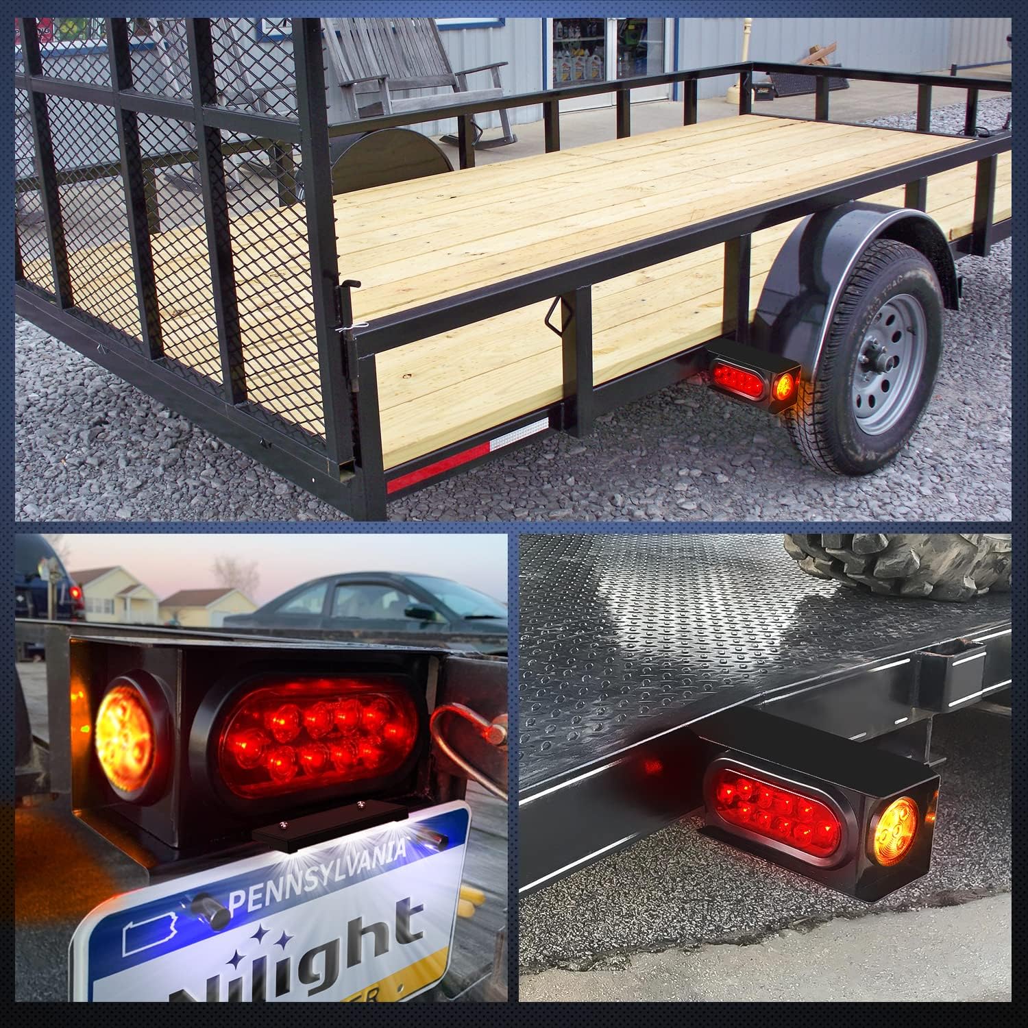 Nilight Steel Weld-On Trailer Light Box Kit with 6 Inch Oval LED Tail Light