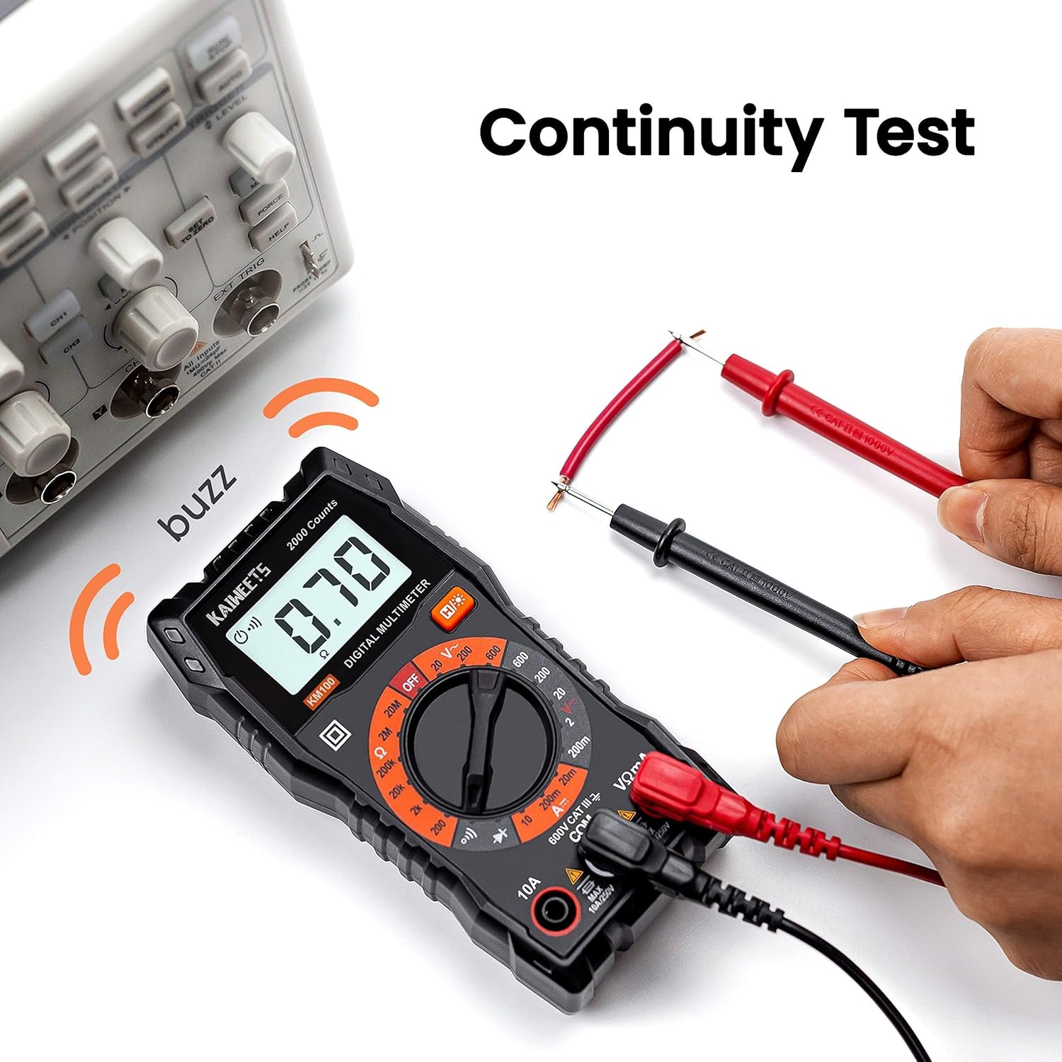 KAIWEETS Digital Multimeter with Case, DC AC Voltmeter, Ohm Volt Amp Test Meter and Continuity Test Diode Voltage Tester for Household Outlet