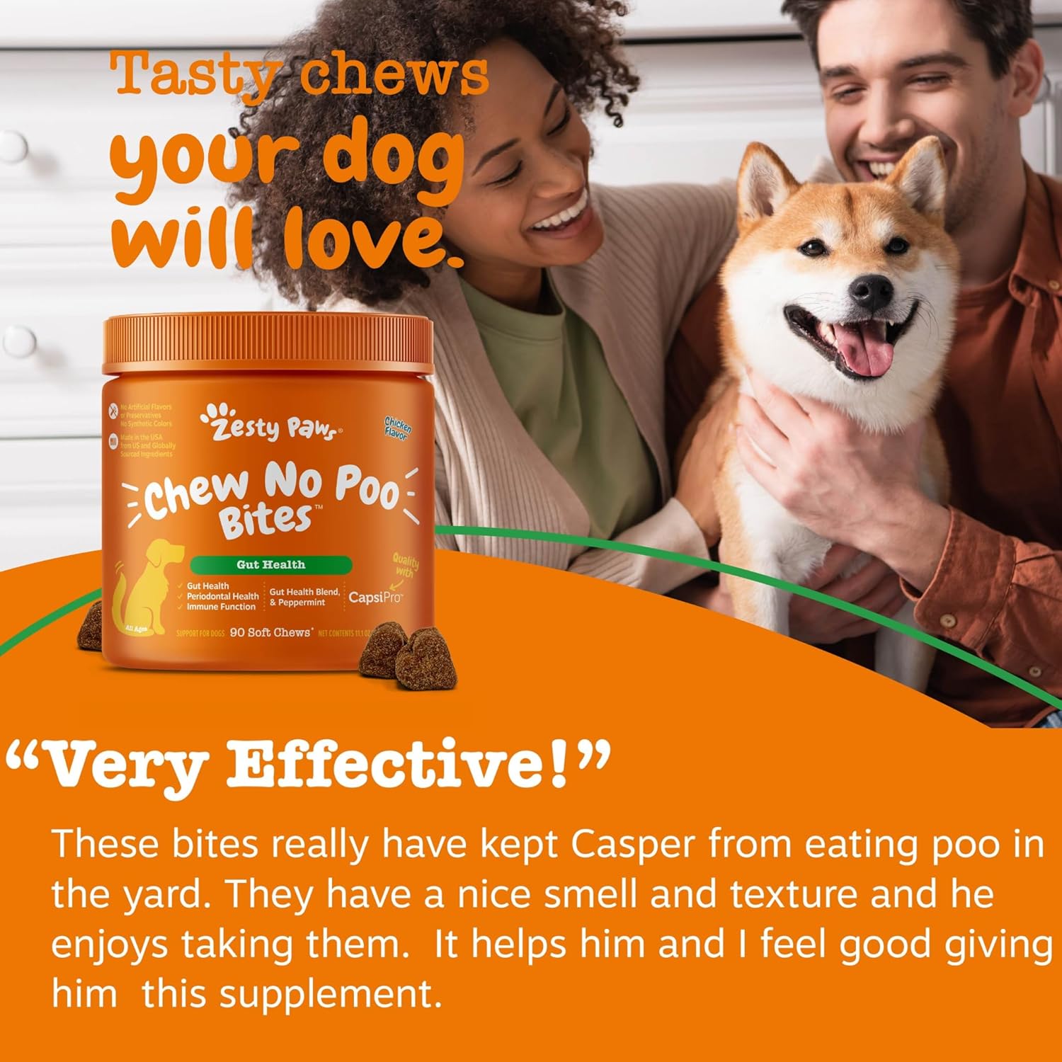 Zesty Paws Chew No Poo Bites for Dogs - Coprophagia Relief - Stool Eating Deterrent Soft Chews for Dogs - Gut
