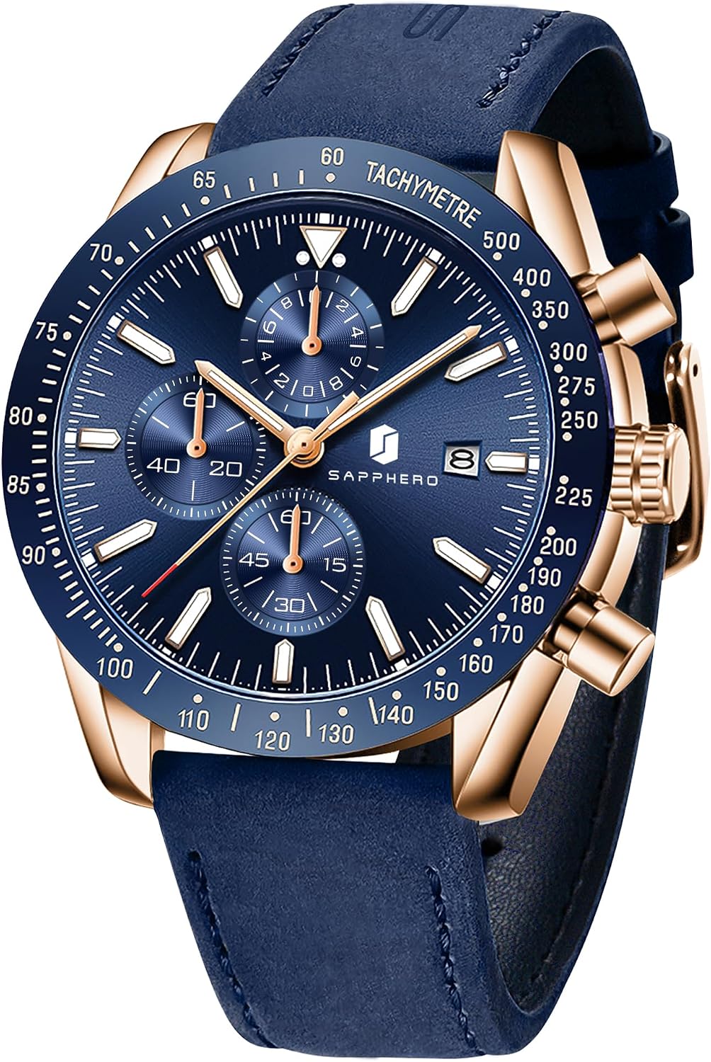 BENYAR Watch for Men Analog Quartz Chronograph Waterproof Luminous Designer Mens Wrist Watches Business Work Sport Casual Dress Watch with Silicone Strap Elegant Gifts for Men