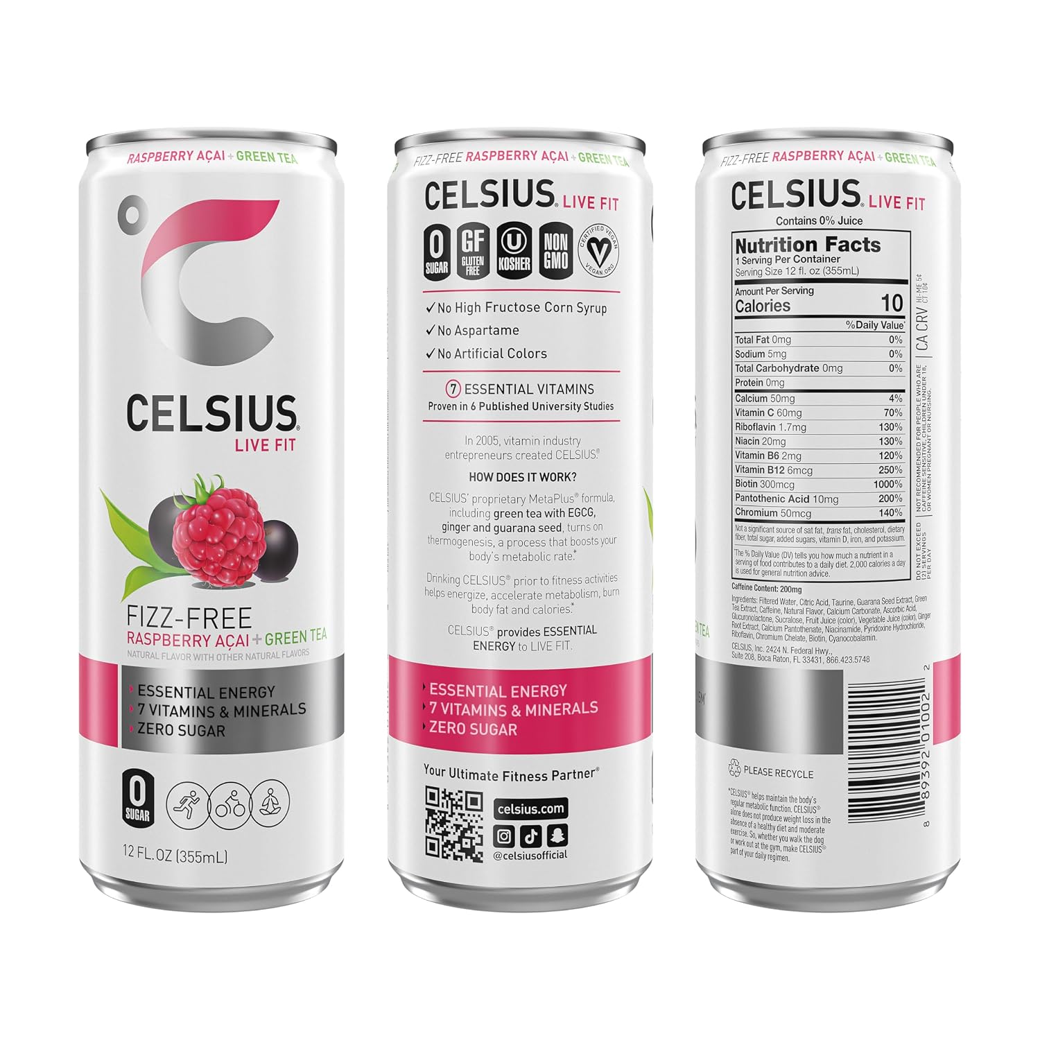 CELSIUS Sparkling Cola, Sugar Free Energy Drink, 12 Fl Oz (Pack of 12)