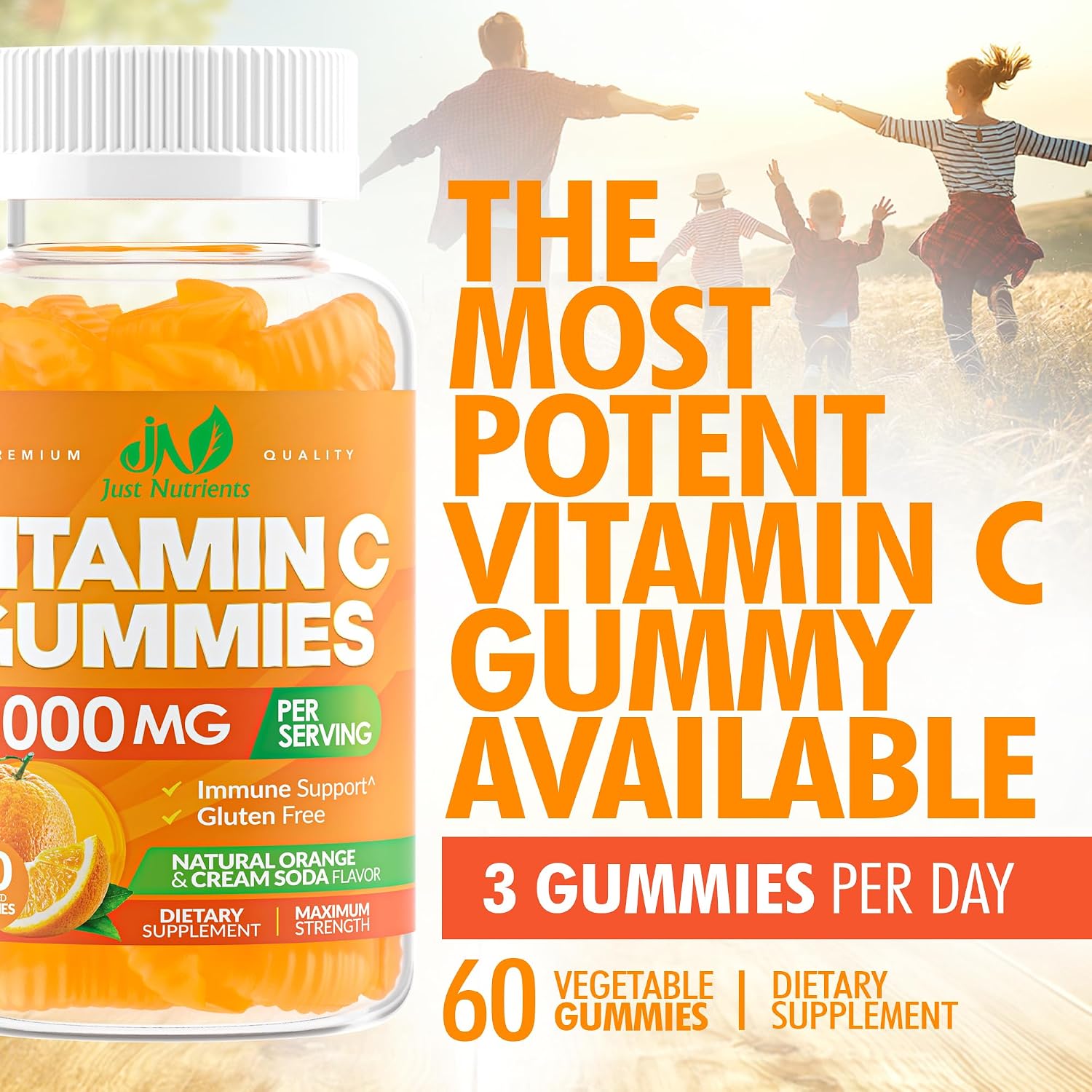 Vitamin C 1000mg Gummies – Chewable Multivitamin for Adults & Kids