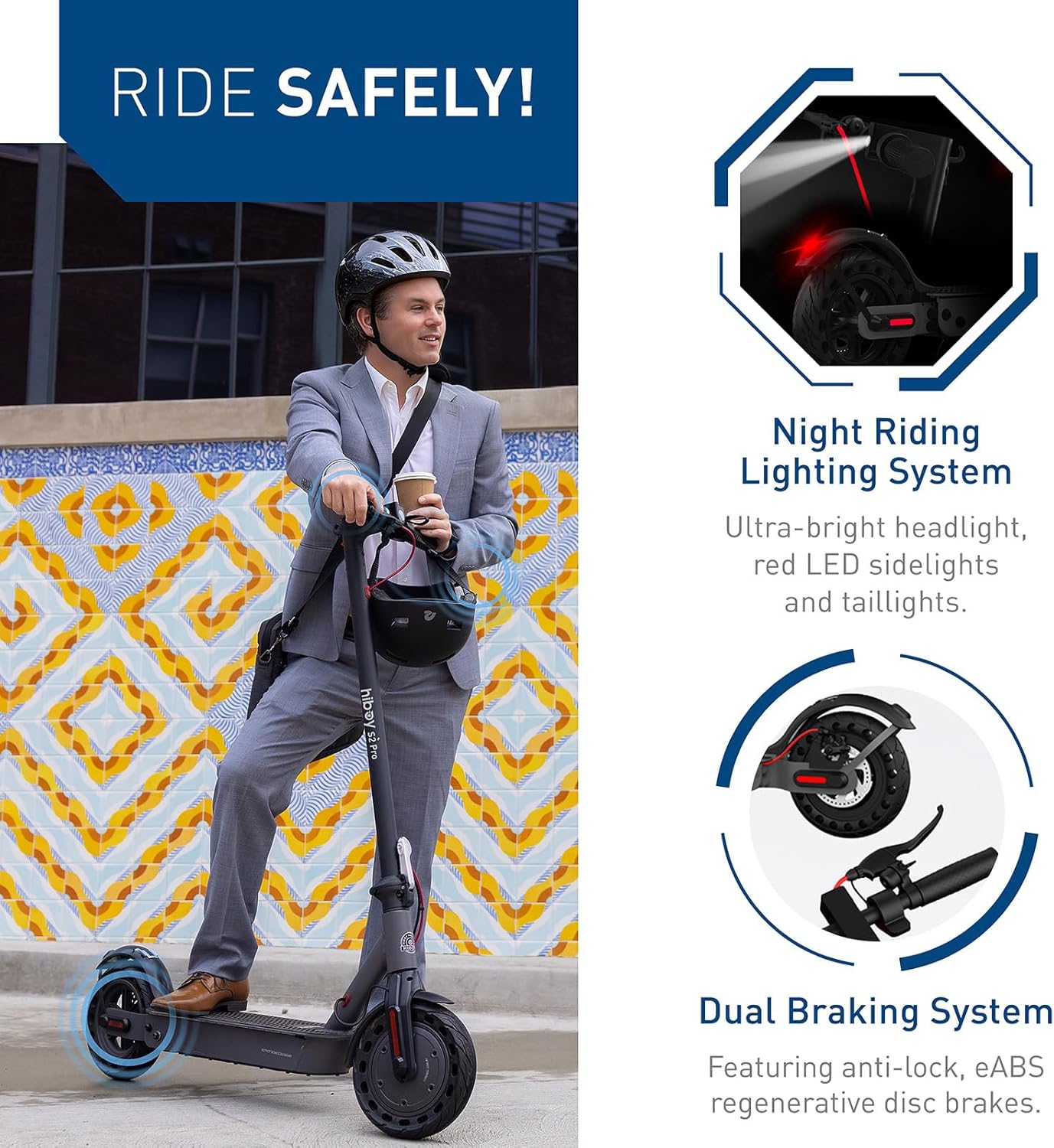 Hiboy S2 Pro Electric Scooter, 500W Motor, 10" Solid Tires, 25 Miles Range