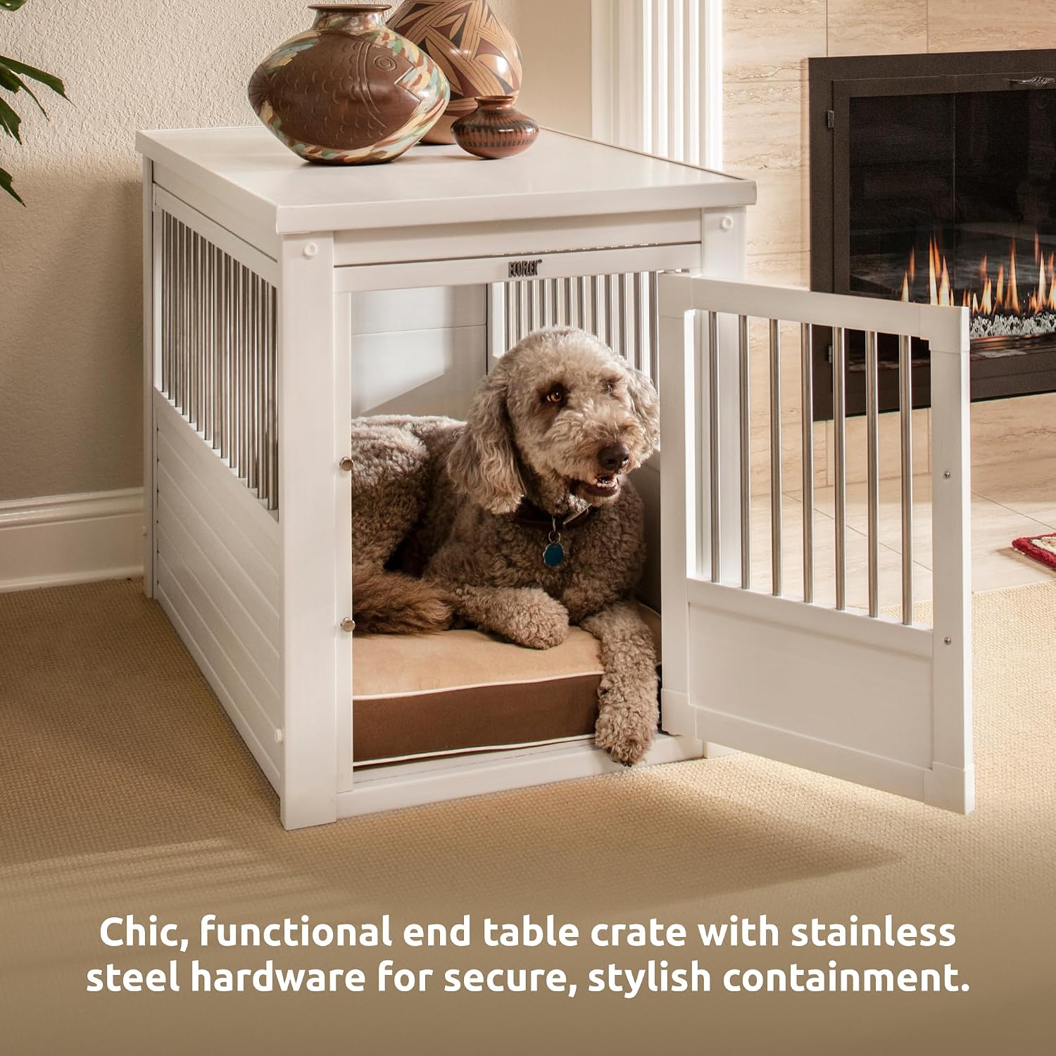 New Age Pet ecoFLEX Pet Crate/End Table, Small, Grey, Model:EHHC405S