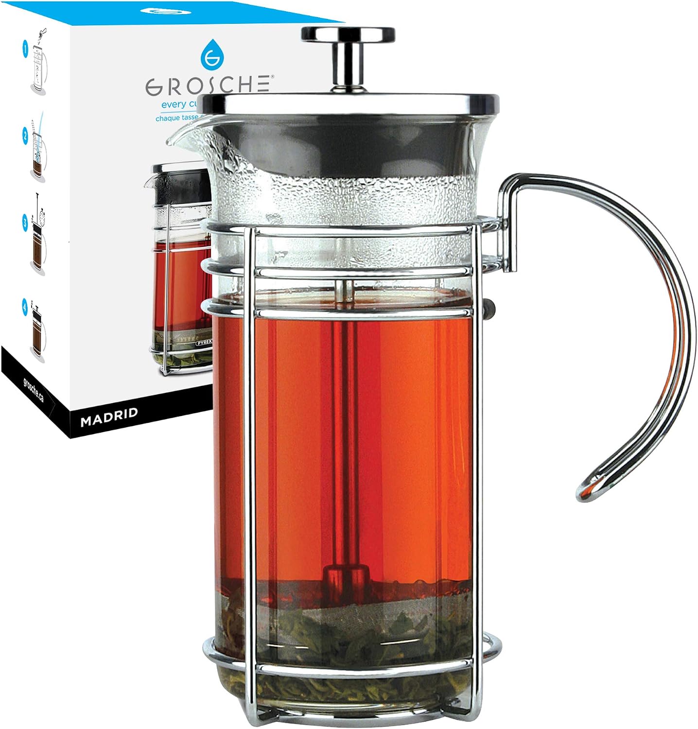 GROSCHE Madrid Glass French Press Coffee and Tea Maker
