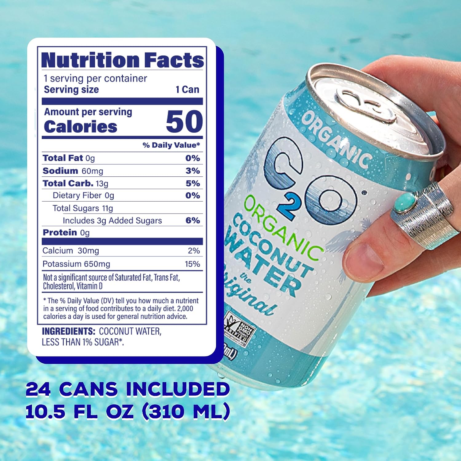 C2O - Coconut Water with Pineapple (12 Pack) - Made with Fresh Coconut Water - Plant Based - Non GMO - Canned Water - Natural Hydration, Essential Electrolytes, & Potassium - 12 Cans, 17.5 FL OZ