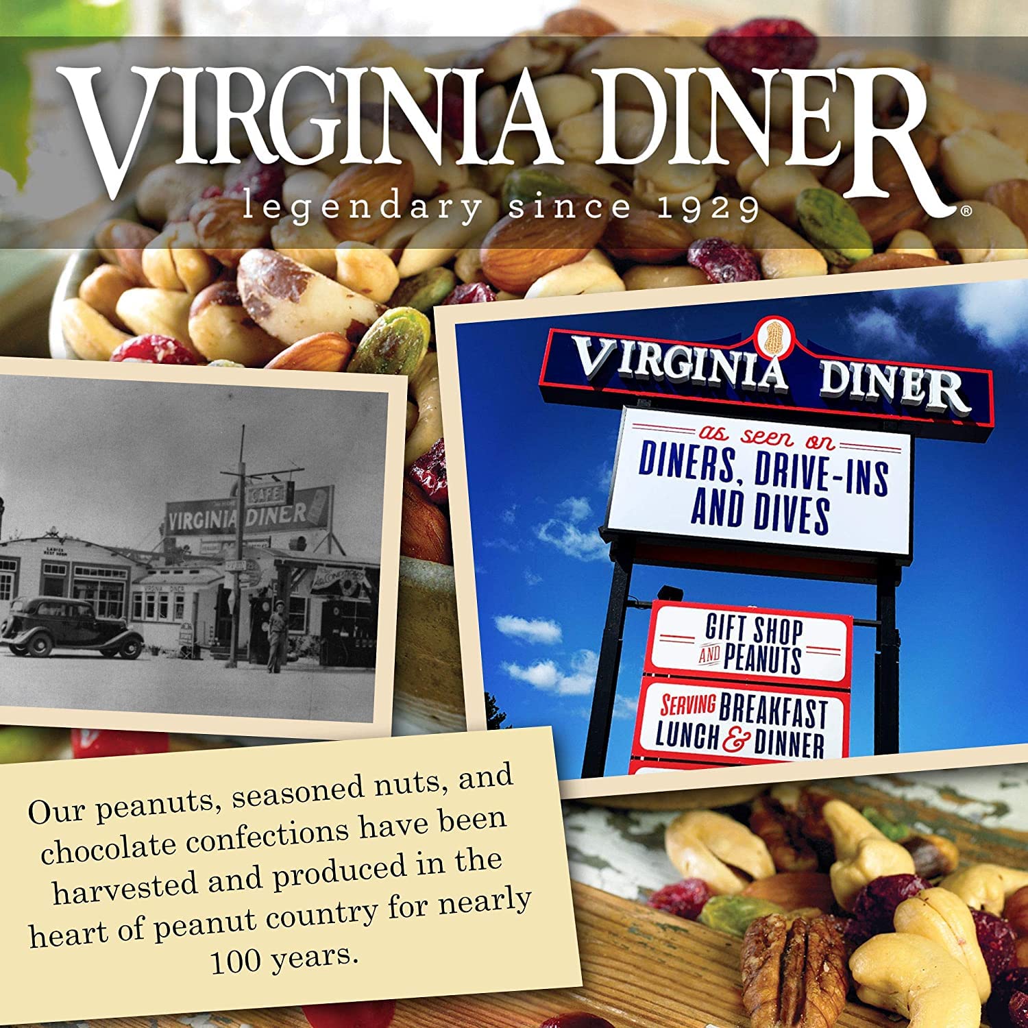 Virginia Diner Old Bay Seasoned Gourmet Virginia Peanuts - All Natural Virginia Peanuts Non-GMO