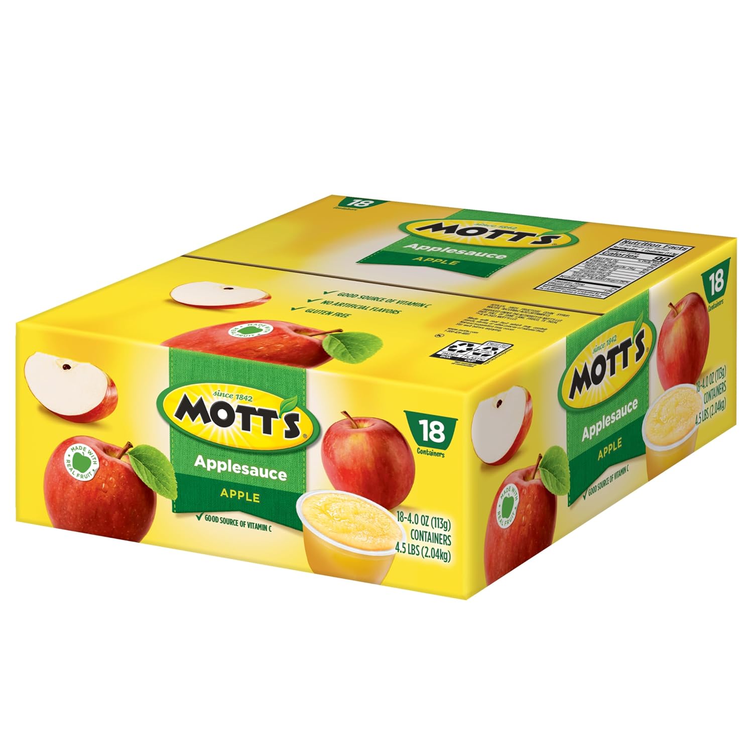 Mott's Applesauce, 4 Oz Cups, 36 Count, No Artificial Flavors, Good Source of Vitamin C, Nutritious Option for The Whole Family