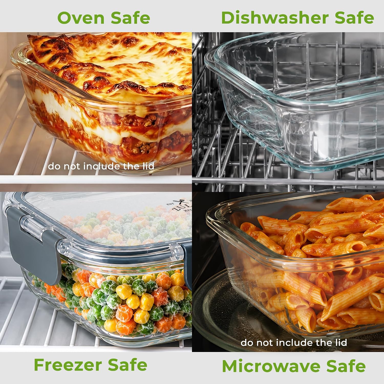 Zulay Kitchen 5 Piece Large 36oz Glass Storage Container Sets with Lids - Premium BPA Free Borosilicate Glass Food Storage Containers - Leak-Proof