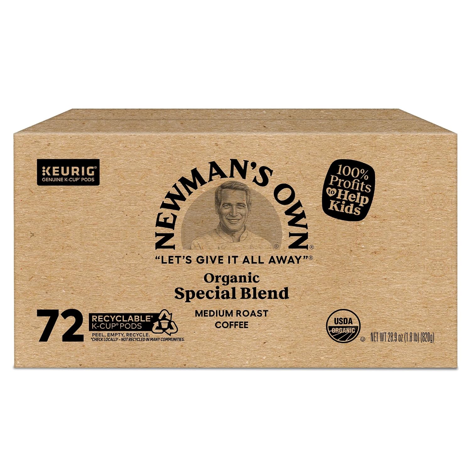 Newman's Own Organics Special Blend Keurig Single-Serve K-Cup Pods, Medium Roast Coffee, 96 Count