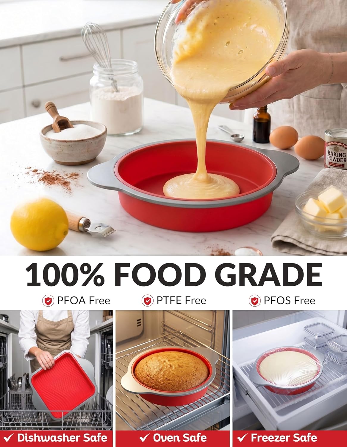 Premium Non-Stick Silicone Bread Loaf Pan, 9x5 Inches – Heavy-Duty Steel Frame, Non-Toxic, BPA & PFOA Free – Perfect for Pound Cakes, Breads, & More.