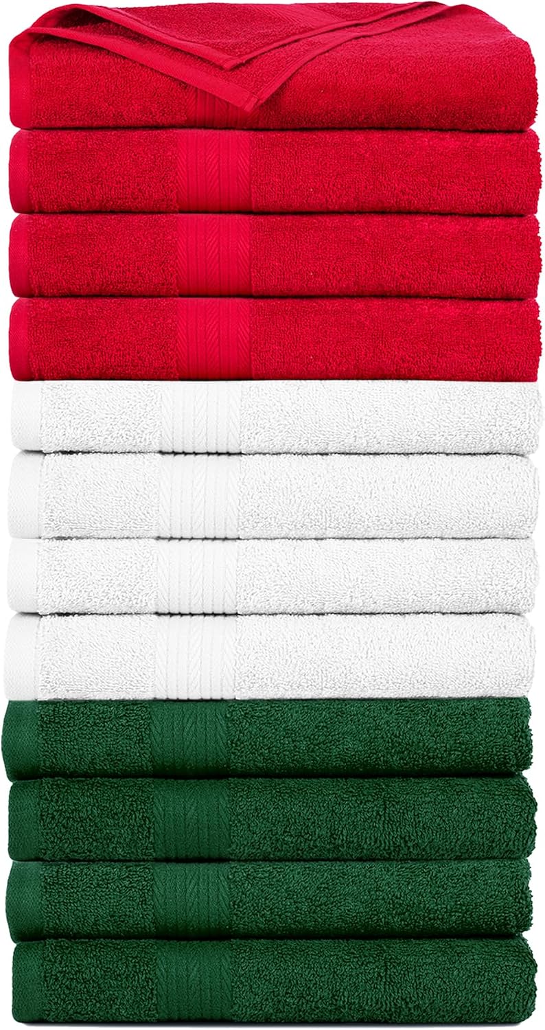 Ample Decor 100% Cotton Hand Towels 18x28 Inches, 600 GSM, Soft & Absorbent, Set of 12, Purple