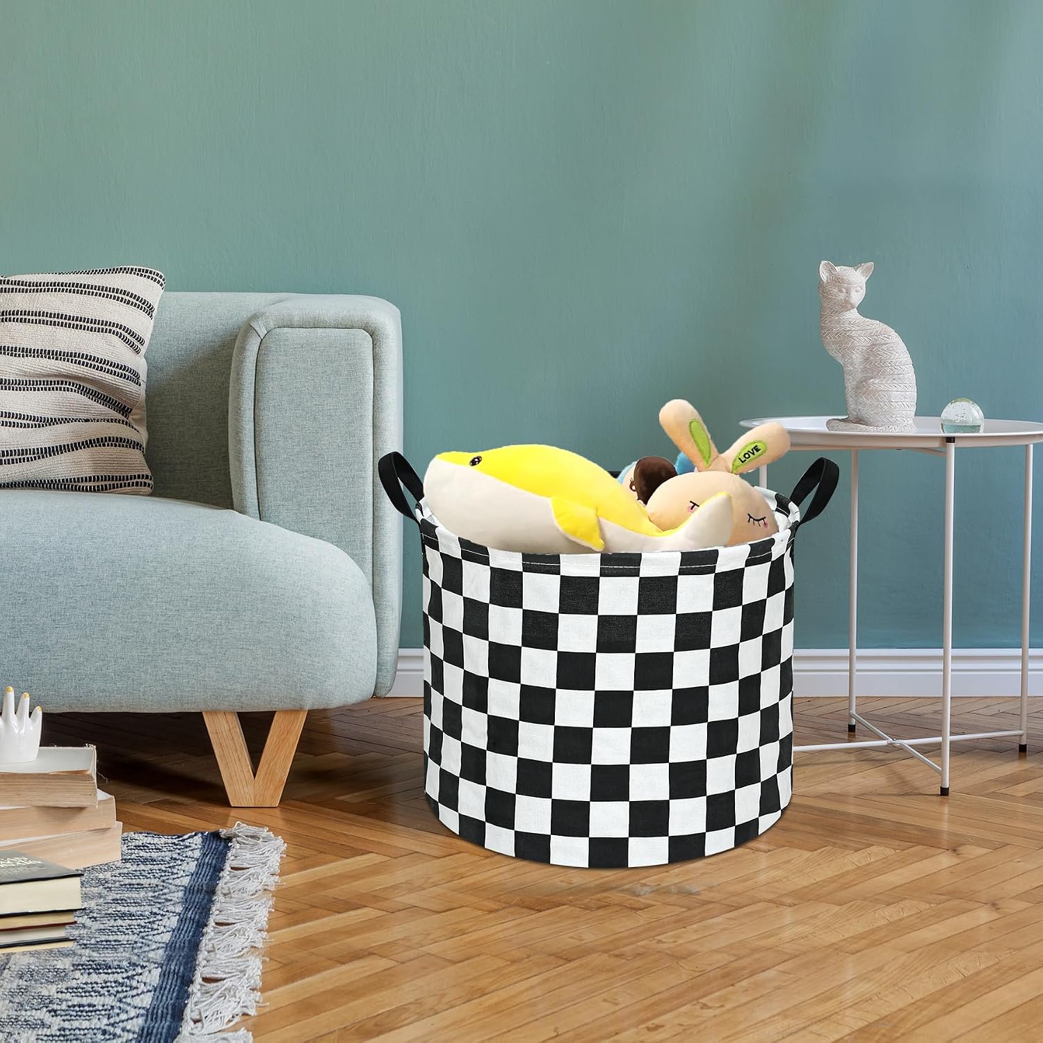 MAIZMZ Kids Hamper Storage Basket Nursery Bins Baby Gift Toy Organizer Box Laundry Basket Large Canvas Collapsible Chest for