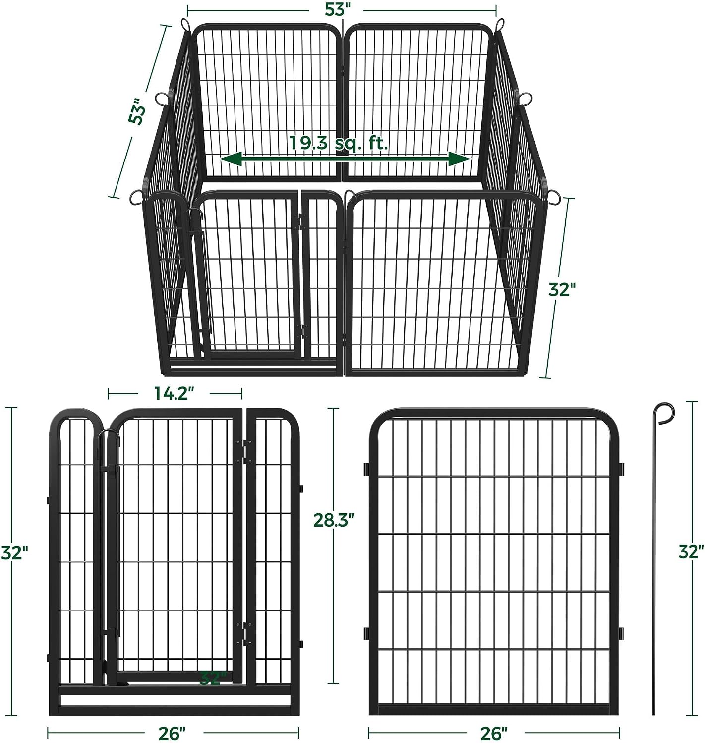Yaheetech Dog Playpen 24in 16 Panels Pet Fence for Indoor Yard RV Camping | Easy Setup, Heavy Duty Rustproof Frame with Secure Latch Door, DIY Layouts,Foldable Storage, for Puppies & Small Dogs