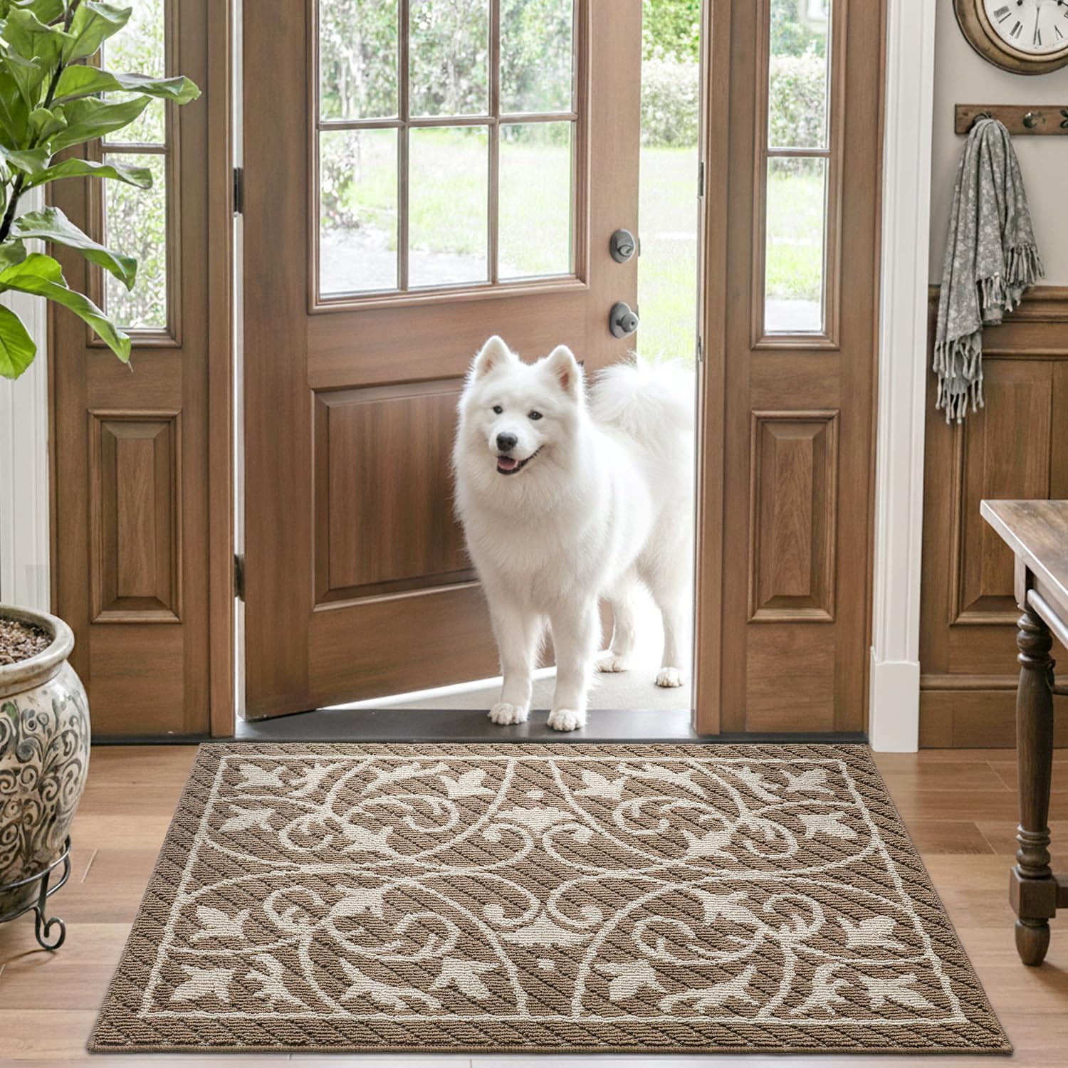 DEXI Front Door Mat Indoor Entryway 24x36 Inside Entrance Doormat Green