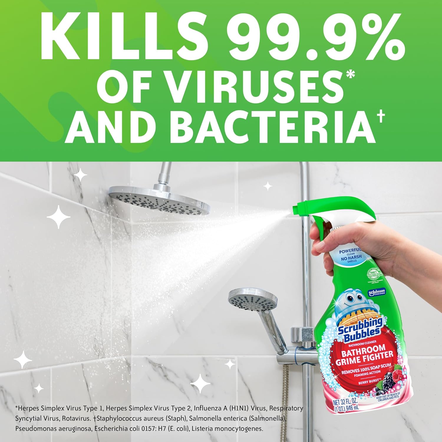 Scrubbing Bubble Bathroom Grime Fighter, Floral Fusion Scent, 32 oz Spray Bottle