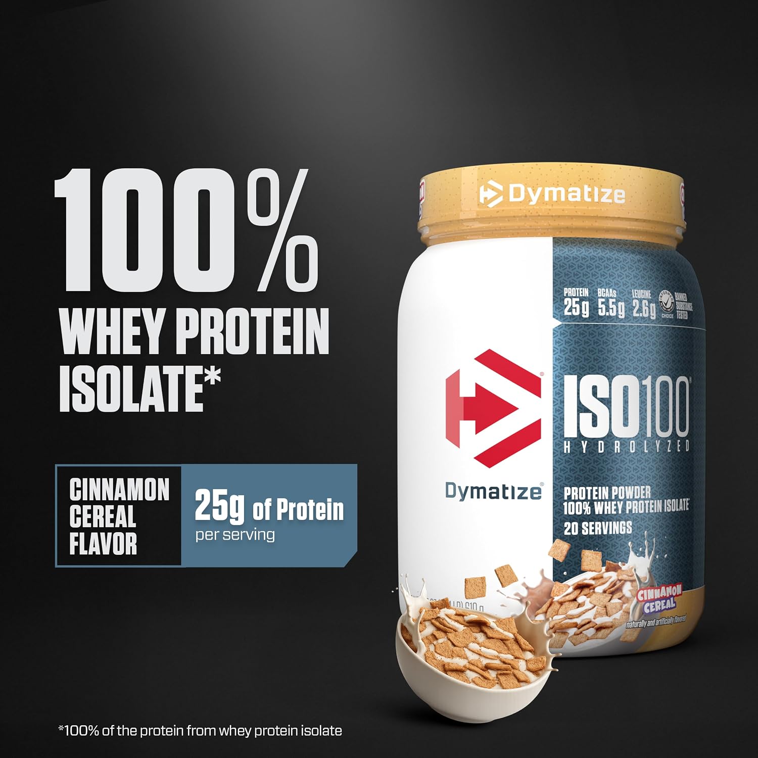 Dymatize ISO100 Protein Powder, 100% Whey Isolate, Gourmet Chocolate | 25g Protein, Hydrolyzed, Fast-Absorbing, Supports Muscle Health, 5.5g BCAAs, Gluten-Free, 76 Servings, 5 lb