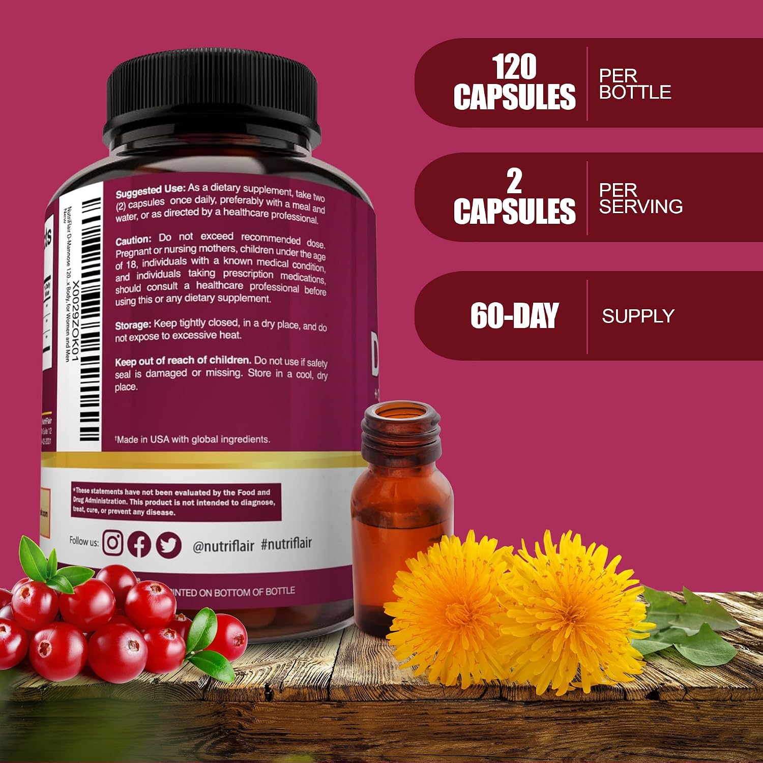 NutriFlair D-Mannose 120 Capsules