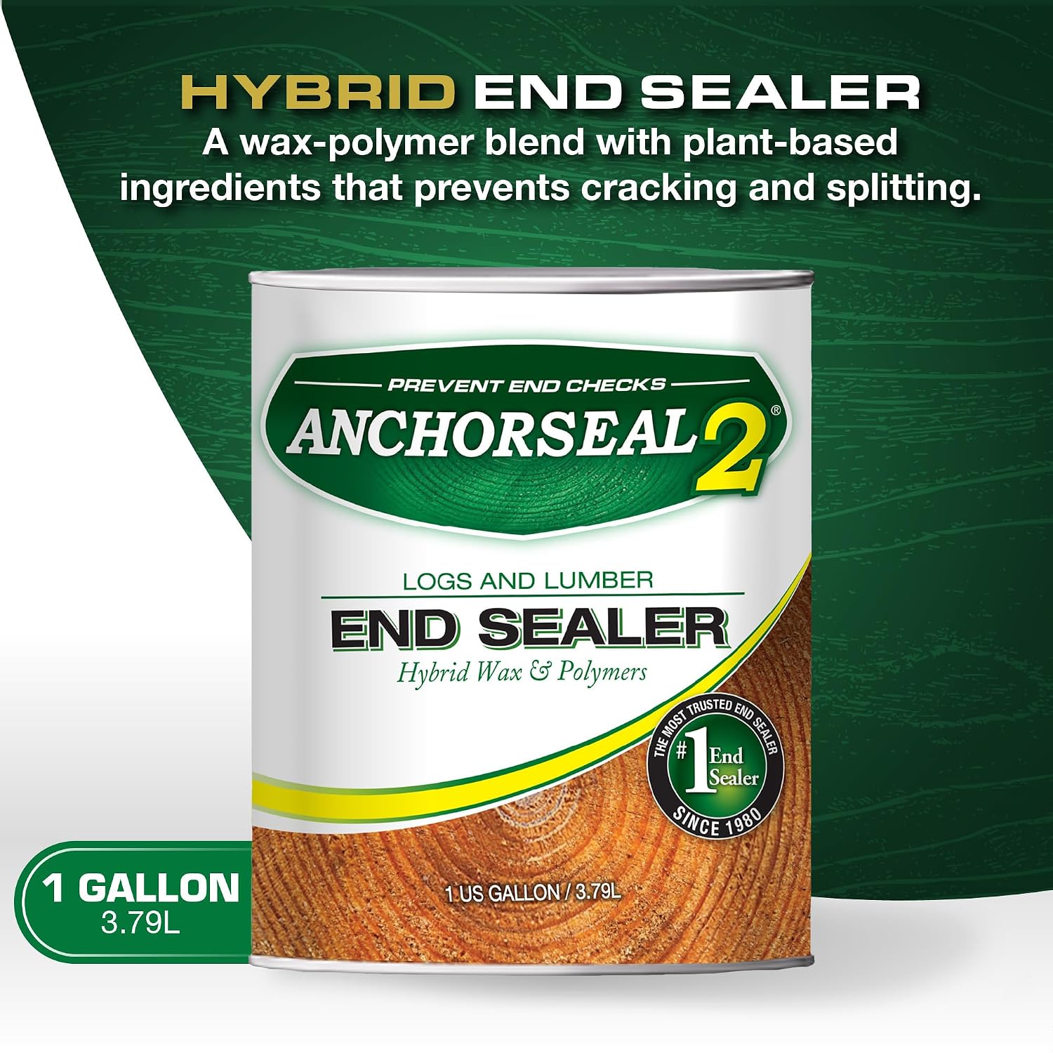 ANCHORSEAL 2 Log and Lumber End Grain Sealer, Prevents Checking, 1 Quart | Prevents up to 90% of end-checks, Green wood sealer, For turning blanks & bowls