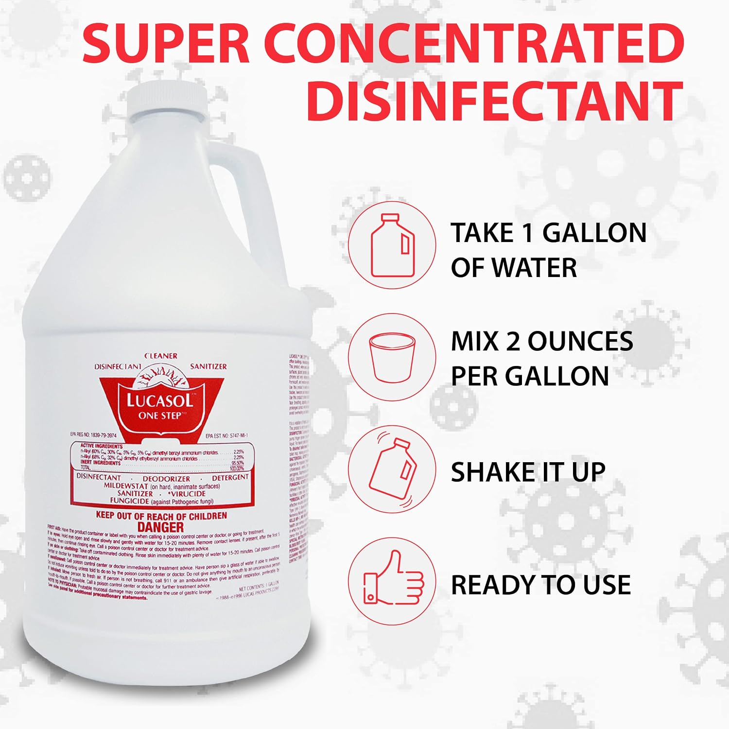 Lucasol One Step Hospital Grade Disinfectant Concentrate Surface Cleaner