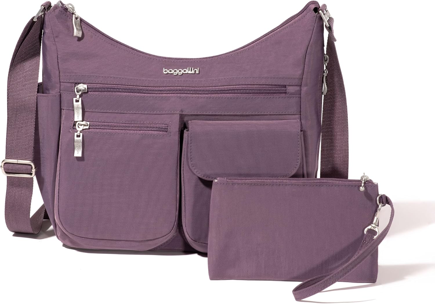 Baggallini womens Everywhere Bagg Crossbody Women 11x9 Lightweight Nylon Hobo Water-resistant Travel Bag W/Rfid