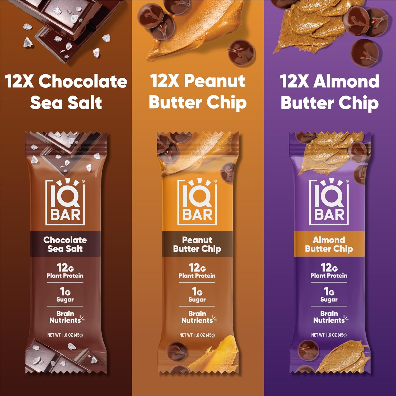 IQBAR Clean Protein Bars, Low Sugar Keto, Banana Nut 12-Count