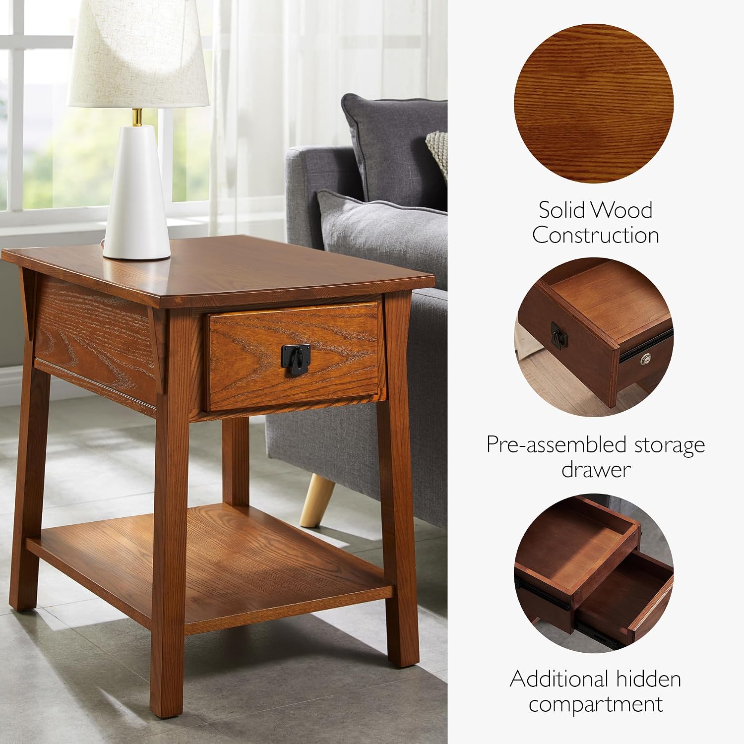 Leick Home Shield Wedge End Table, 21", Glazed Auburn