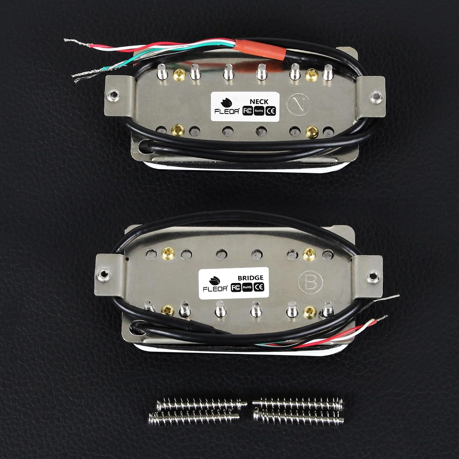 FLEOR Alnico 5 Guitar Pickup Double Coil Humbucker Pickups Neck and Bridge Set Black
