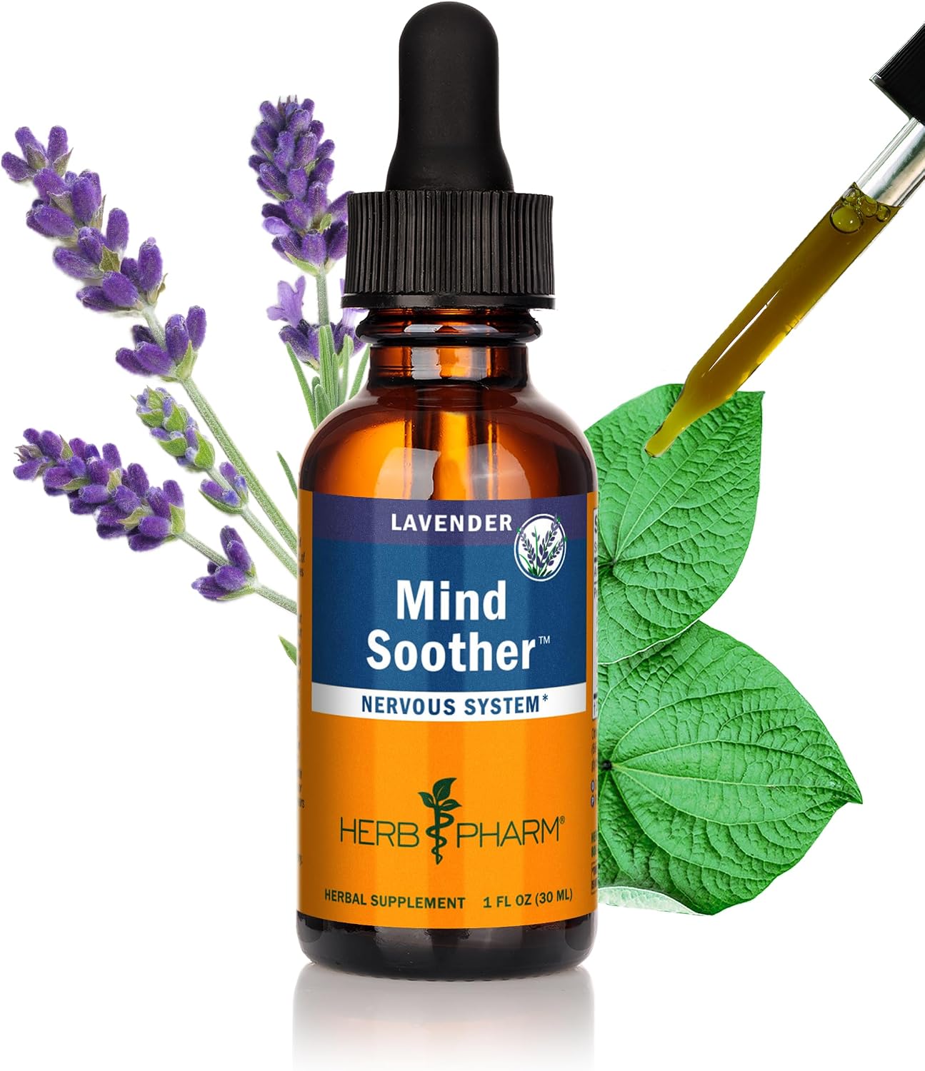Herb Pharm Mind Soother: Lavender Liquid Herbal Formula with Noble Kava & Lavender Essential Oil for Nervous System Support, Calming & Relaxing, Vegan