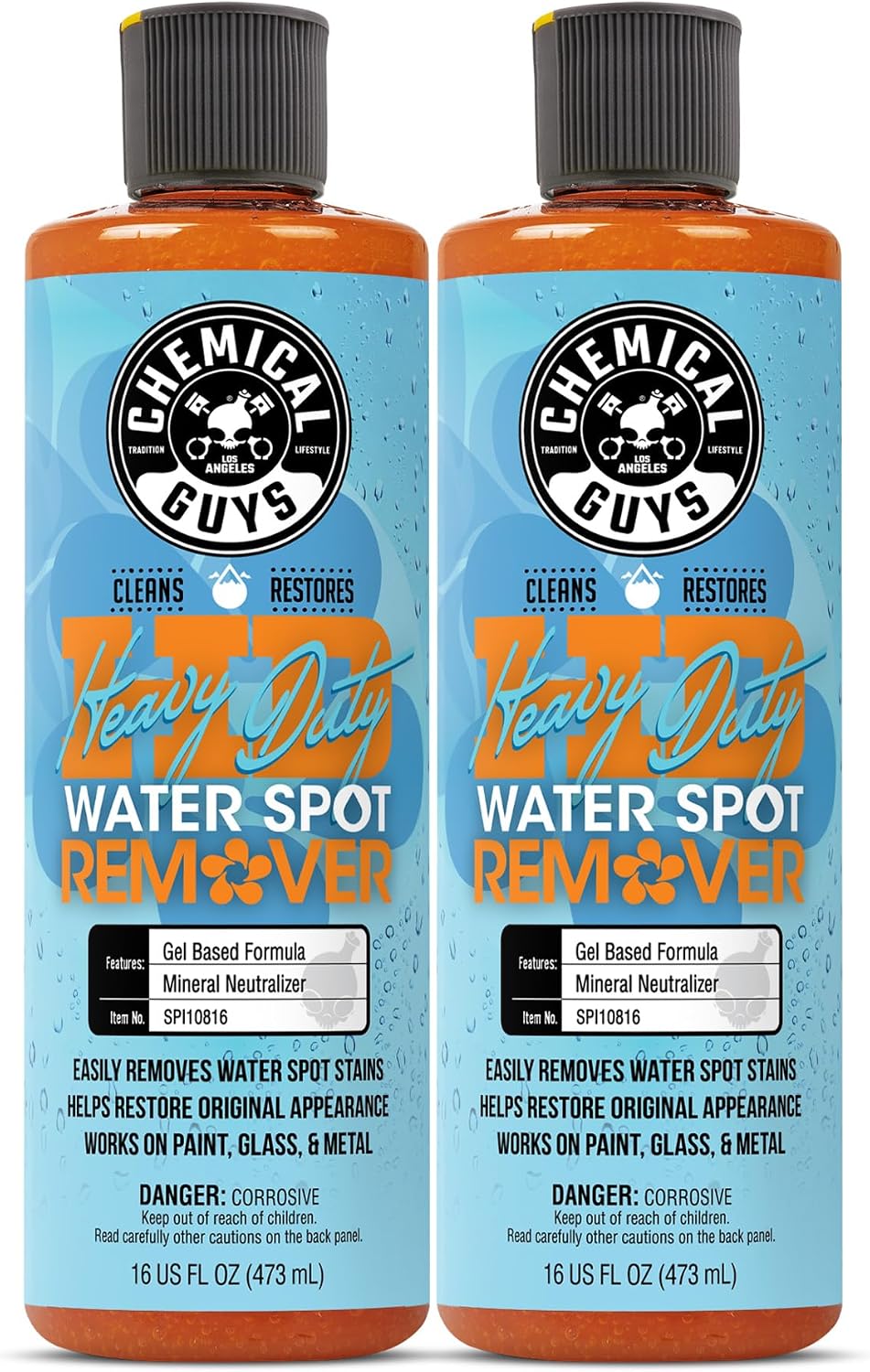 Chemical Guys, Heavy Duty Water Spot Remover Gel for Glass & Paint, 16 oz | Thick gel clings to glass and panels to tackle hard water stains and mineral marks, prepping for wax or ceramic