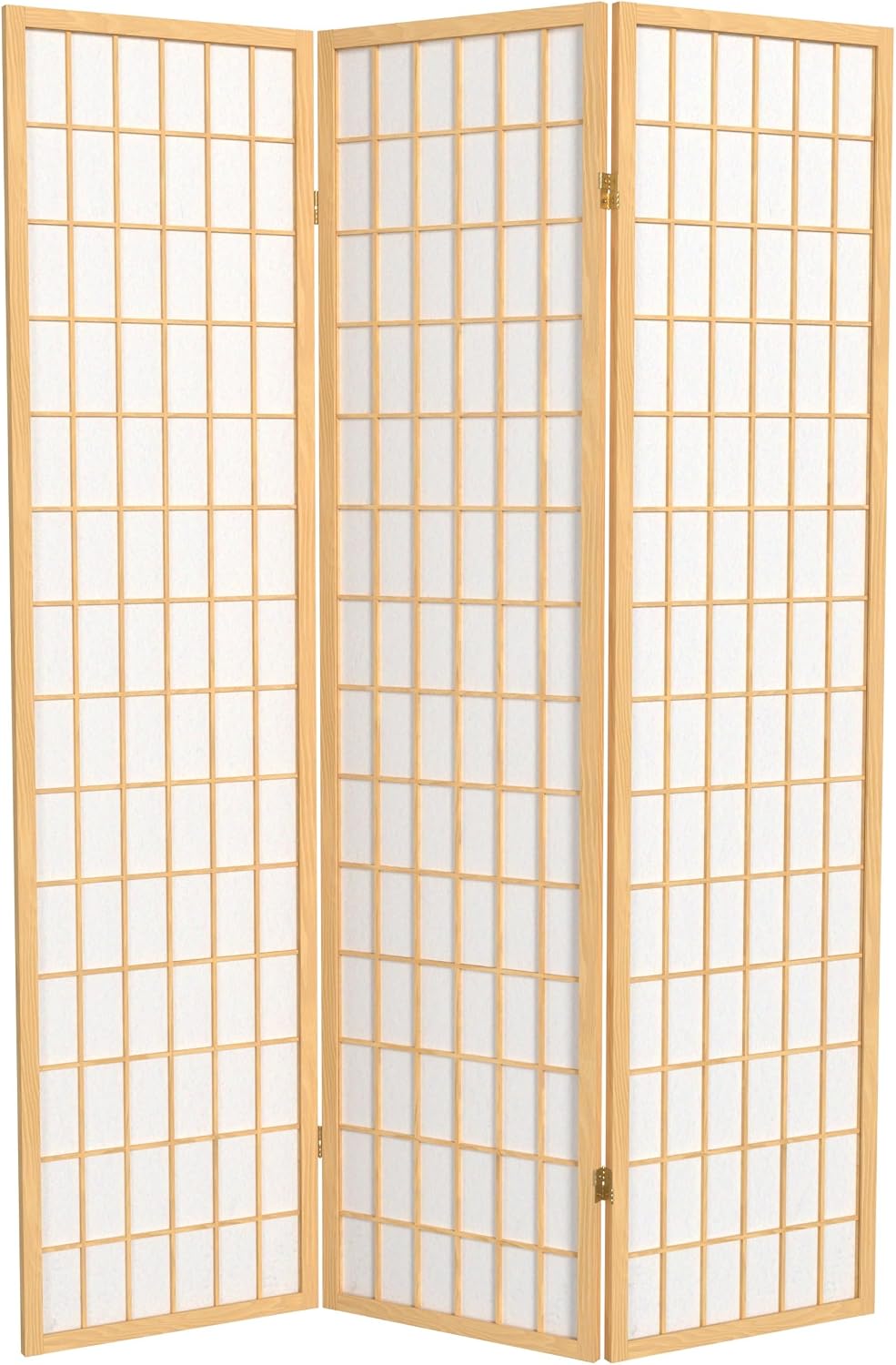 Red Lantern 6 ft. Tall Window Pane Shoji Screen - Walnut - 5 Panels