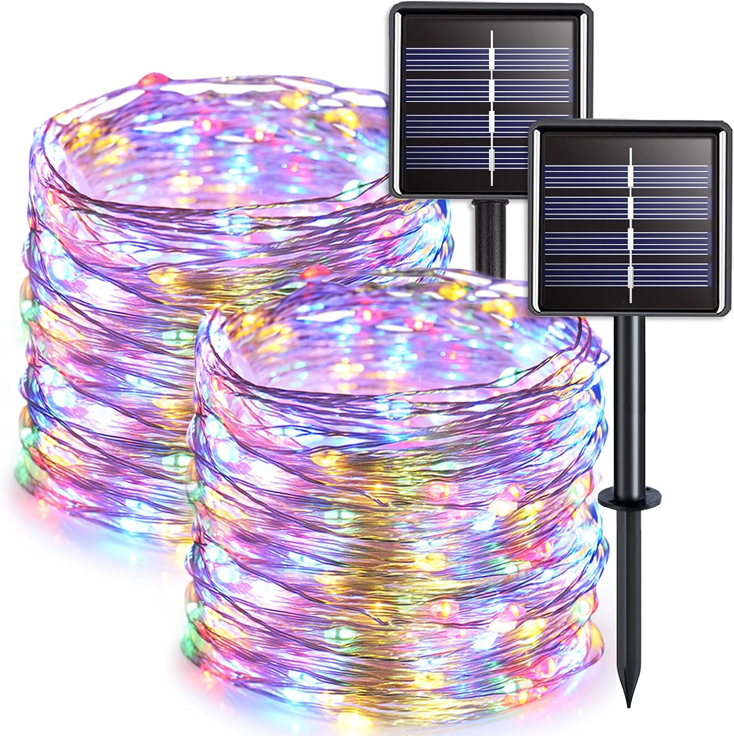 JMEXSUSS 2 Pack Solar String Lights Outdoor Total 66FT 200LED Fairy Lights | Outdoor Waterproof, 8 Modes Solar Christmas Lights for Outside Garden Tree Patio Yard Wedding Christmas Decorations, White