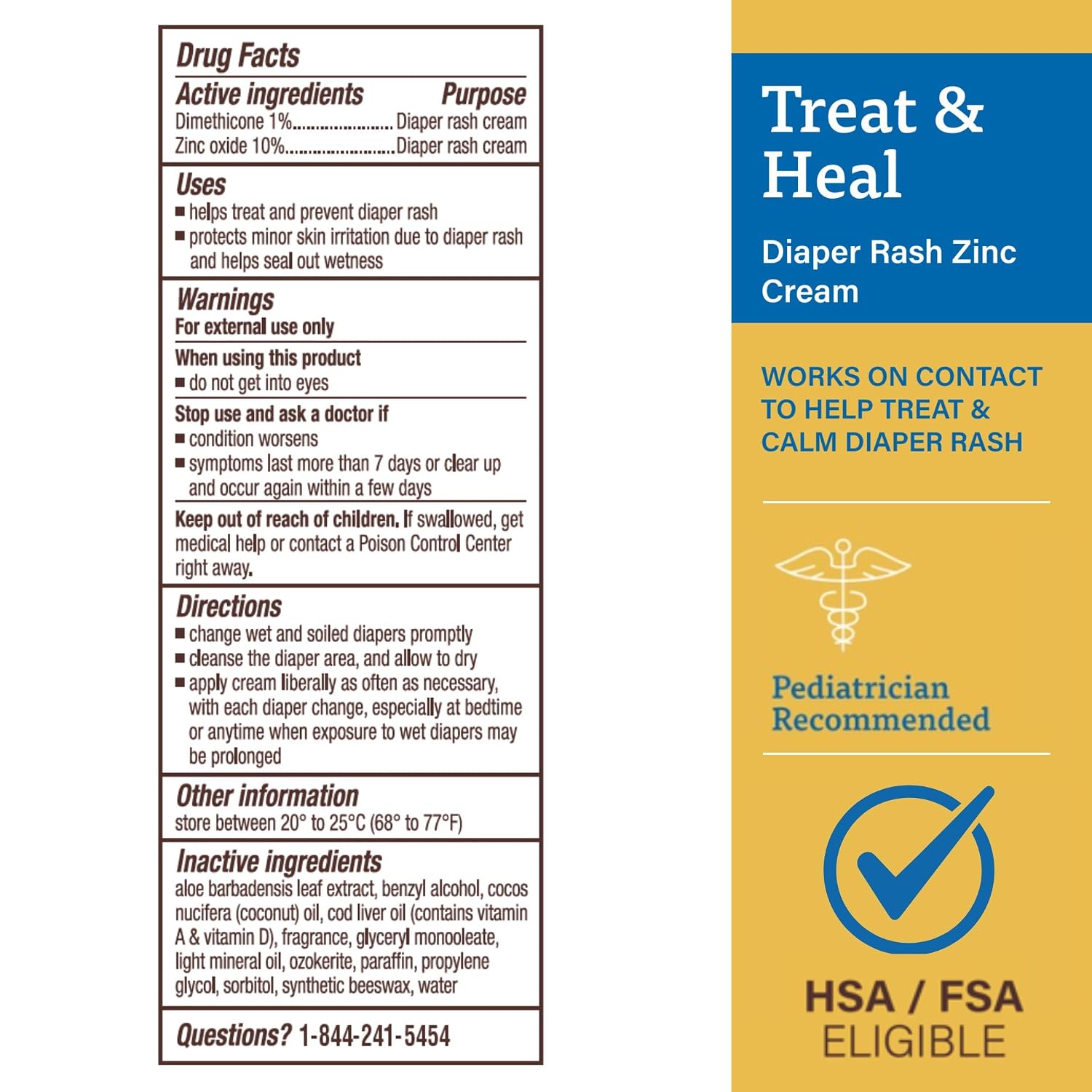 A+D Zinc Oxide Diaper Rash Treatment Cream, Dimethicone 1%, Zinc Oxide 10%, Easy Spreading Baby Rash Cream, 4 Ounce Tube (Packaging May Vary)