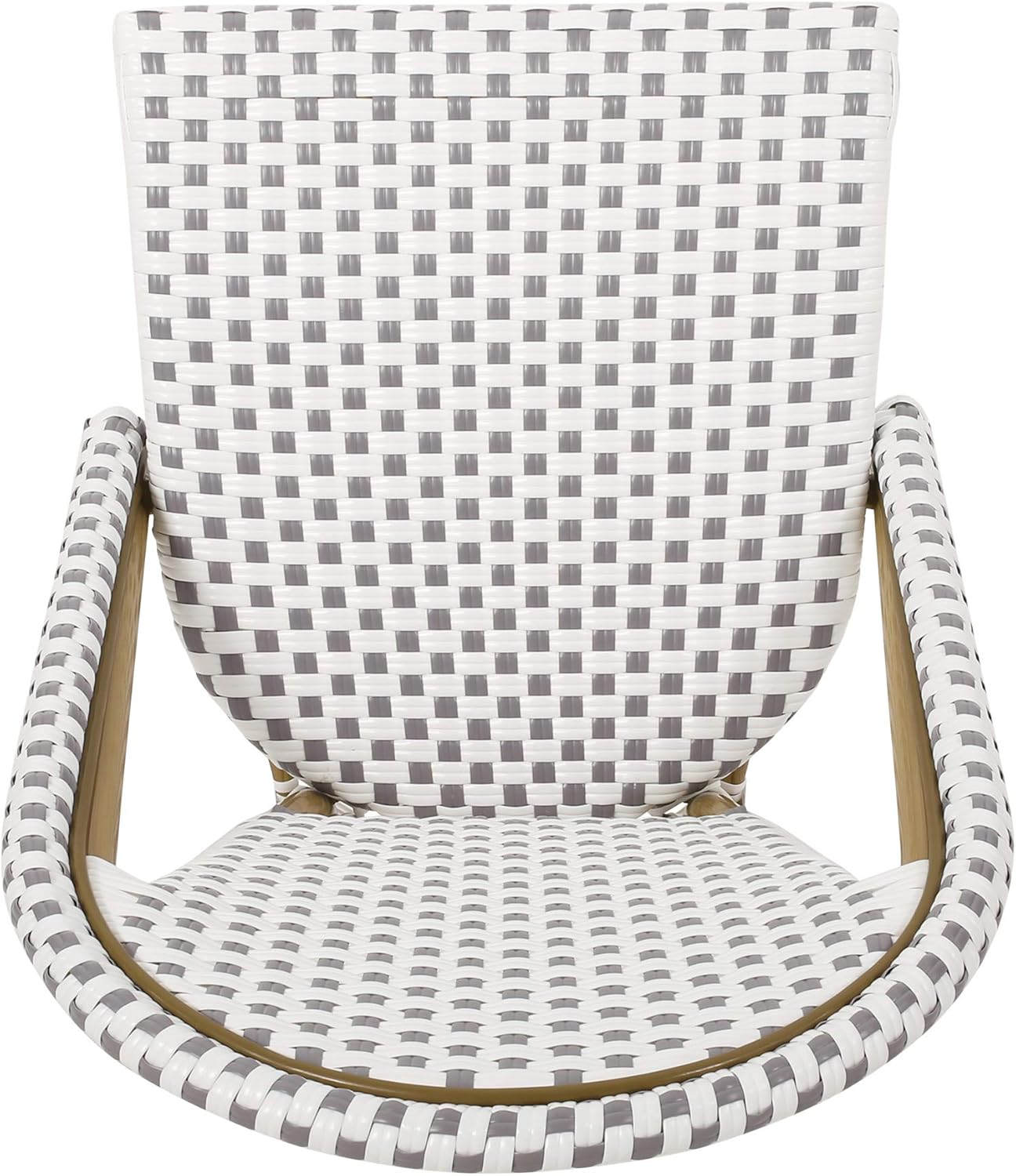 Christopher Knight Home Philomena Outdoor French Bistro Chair (Set of 4), Black + White + Bamboo Print Finish