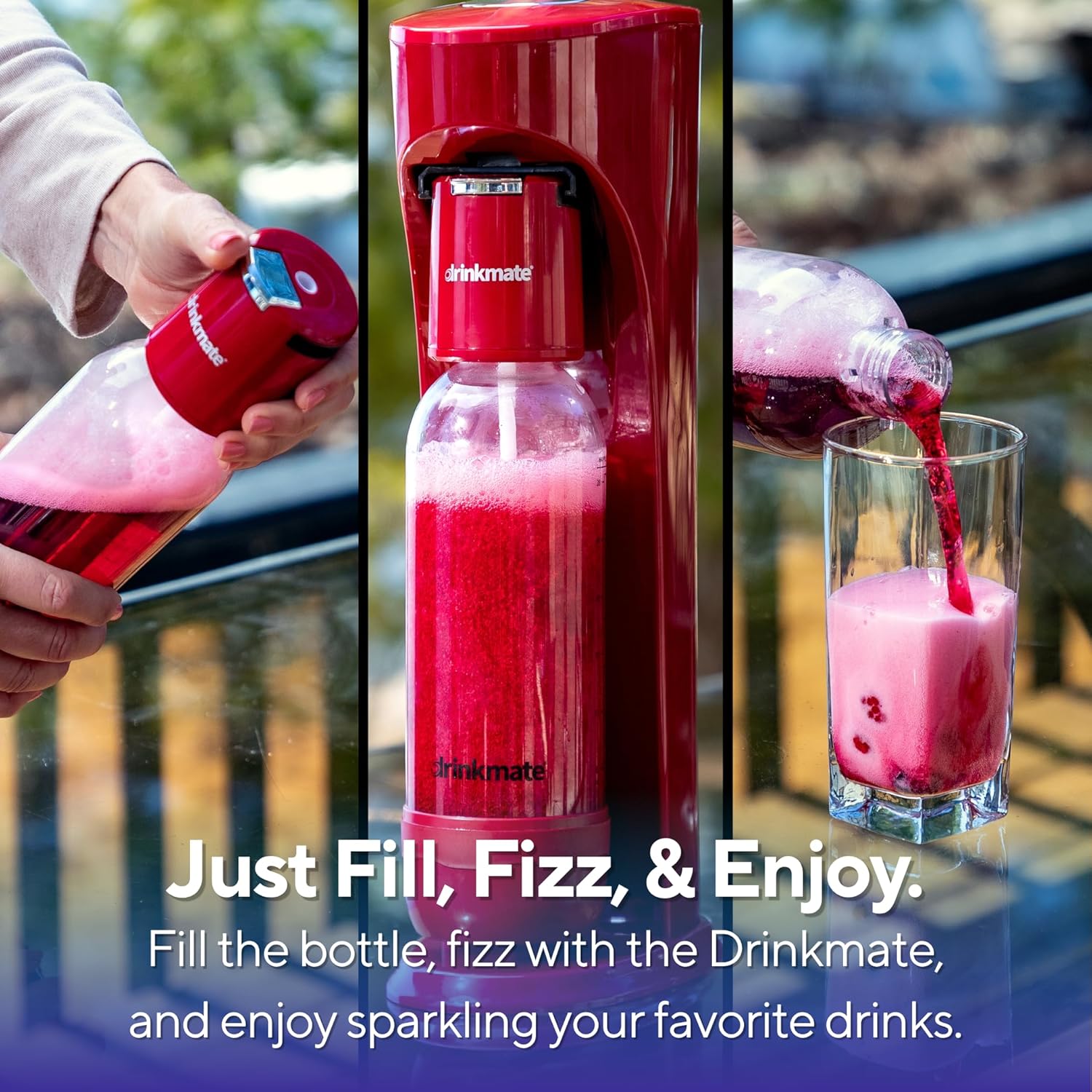 Drinkmate OmniFizz Sparkling Water Maker & Soda Streaming Machine | Carbonates Any Drink | ULTIMATE BUNDLE | Includes Three 60L CO2 Cartridges + Two