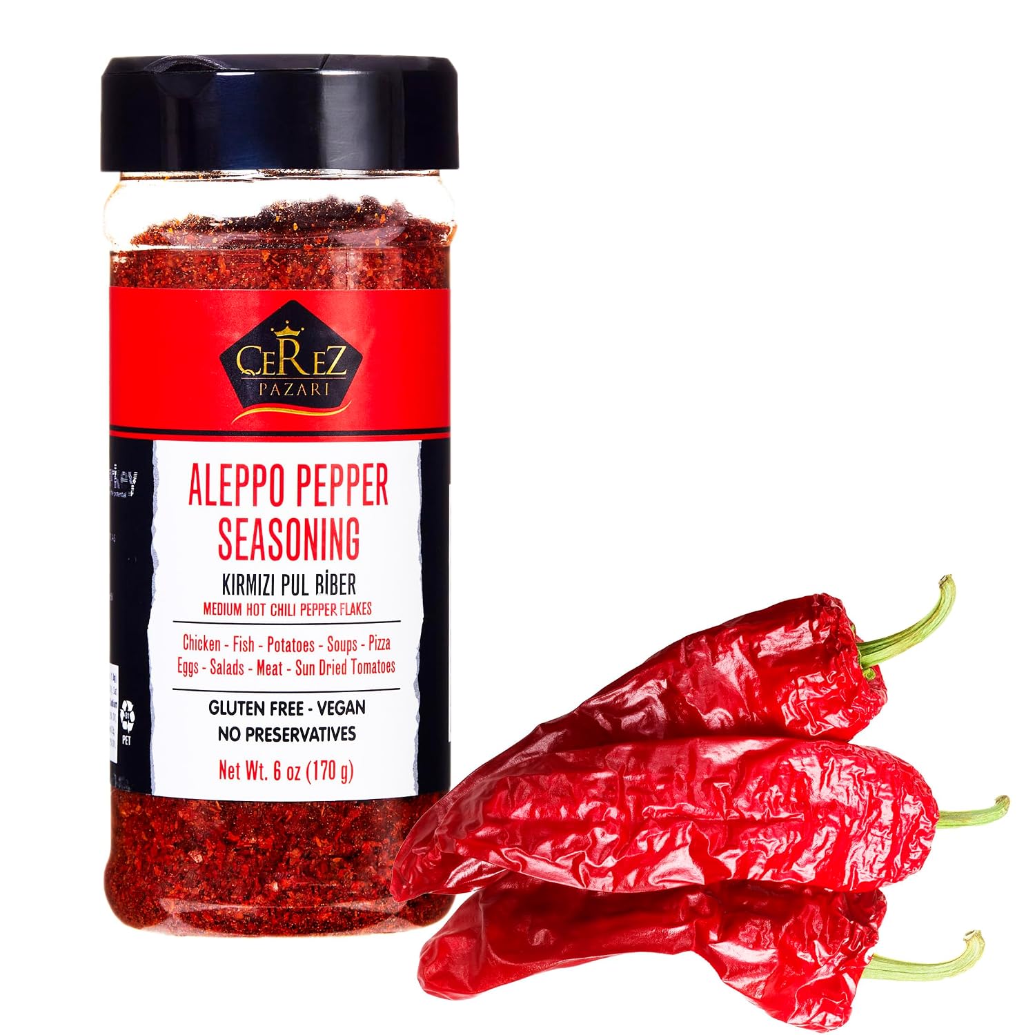Cerez Pazari Aleppo Pepper Moderate Heat 150 gr | Crushed Turkish Red Chili Pepper-Aleppo Chili Flakes