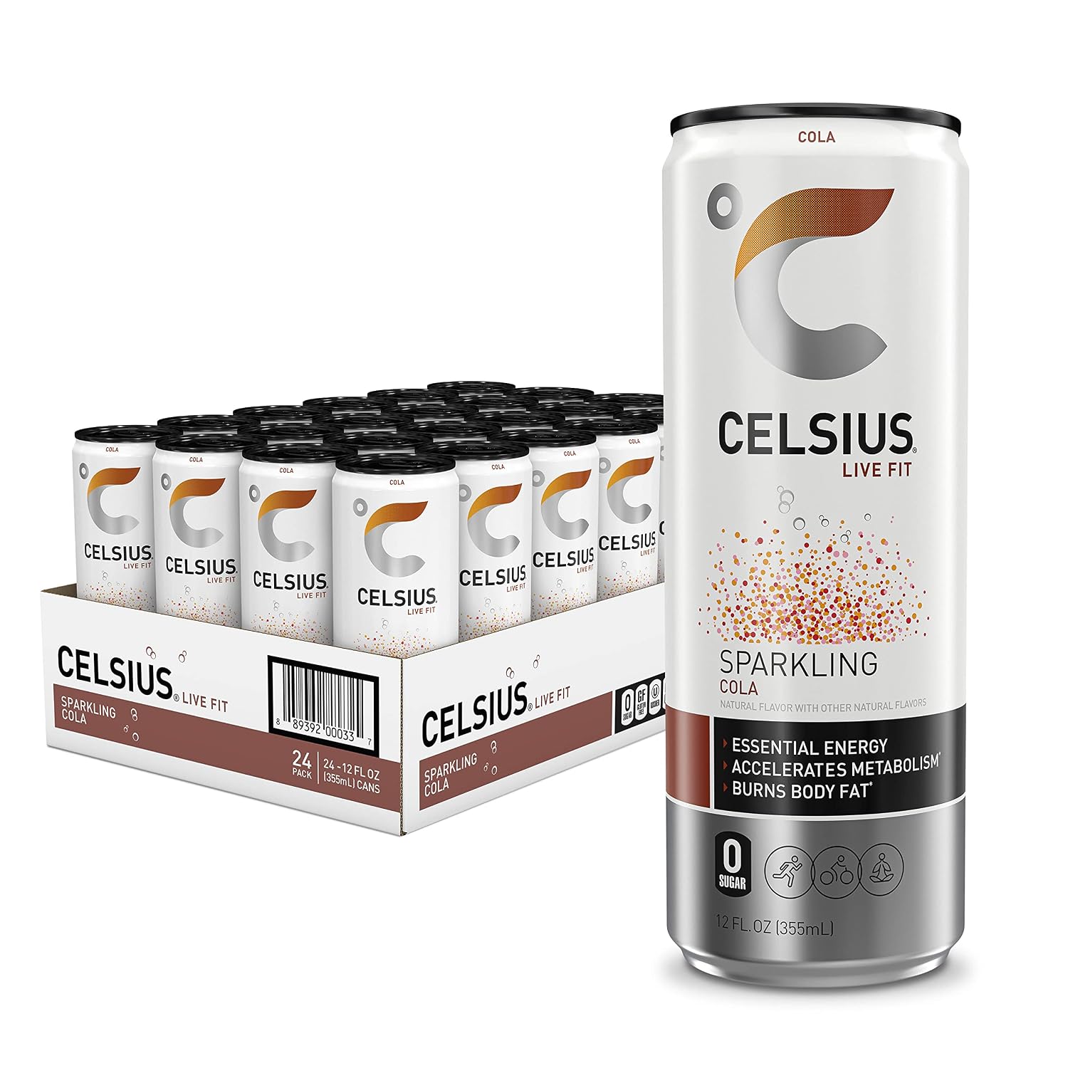 CELSIUS Sparkling Orange, Sugar Free Energy Drink, 12 Fl Oz (Pack of 4)