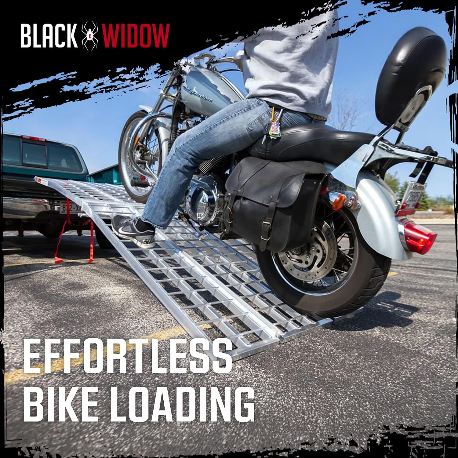 Black Widow Aluminum Folding Motorcycle Ramp for Pickup Trucks, Arched Design, 10’, Silver – Heavy-Duty Portable Automotive Loading Ramps for Truck and Trailer | Heavy-Duty Portable Automotive Ramp for Loading Motorcycles and Dirt Bikes into Truck Beds a…
