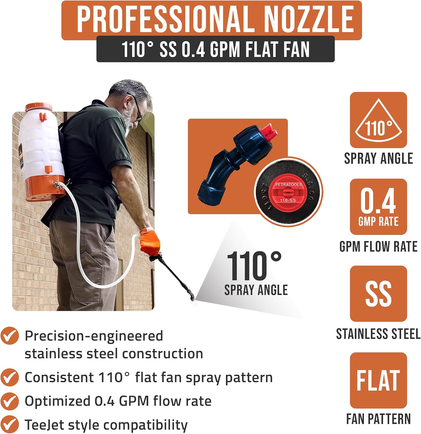 PetraTools 3 Gallon Battery Powered Backpack Sprayer - 2.5 Hour Runtime