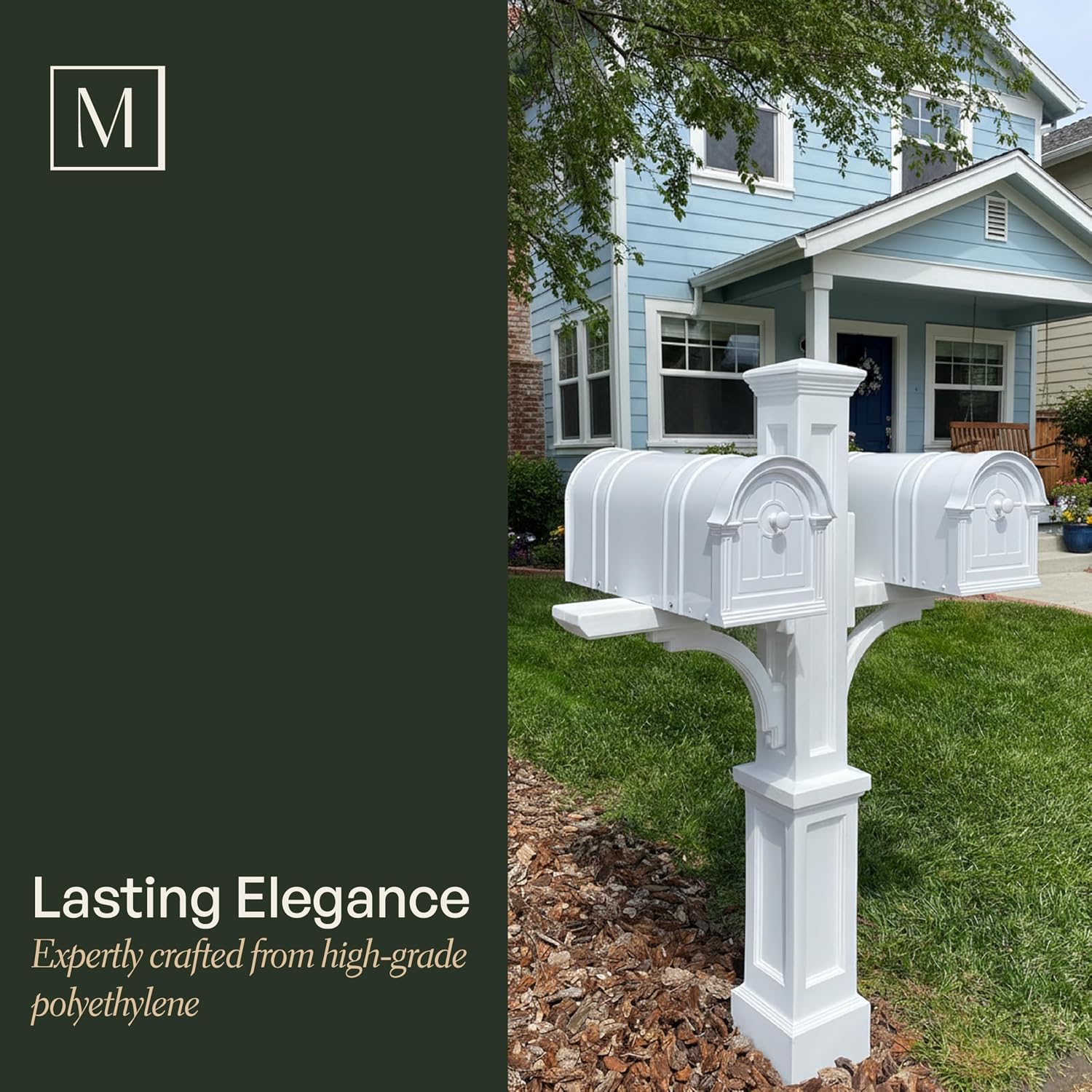 Mayne Newport Plus Double Mailbox Post for 2 Mailboxes, Black | Holds 2 post-mount mailboxes, Weather & fade resistant, All season, 15-year warranty