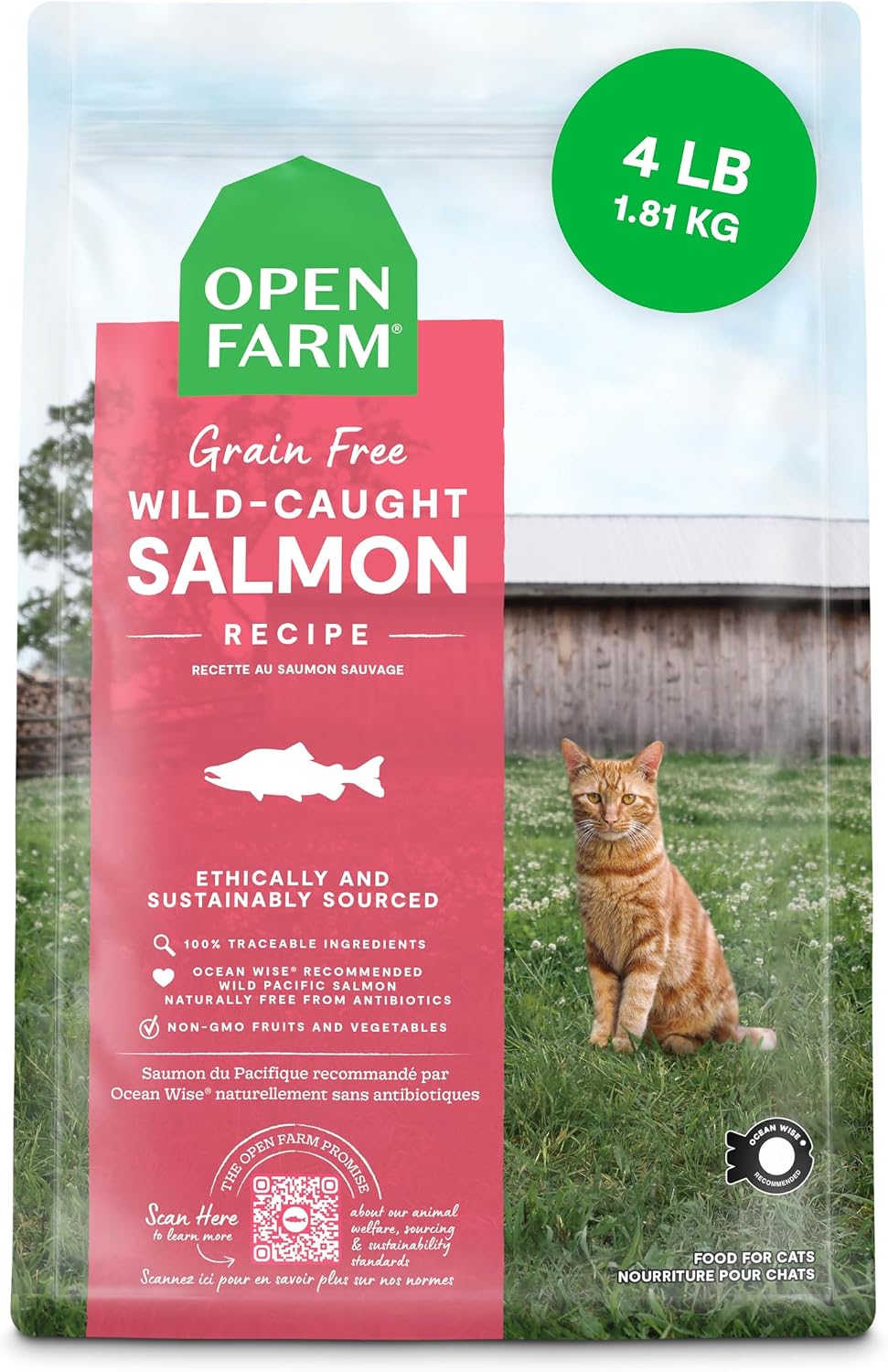 Open Farm, Grain Free Dry Cat Food, High-Protein Kibble for a Complete & Balanced Diet, Non-GMO Fruits & Vegetables, Prebiotic Fibers to Support Digestion, Catch-of-The Season Whitefish, 4lb Bag | All Life Stages, High Protein, Prebiotic Fibers, 100% Tra…