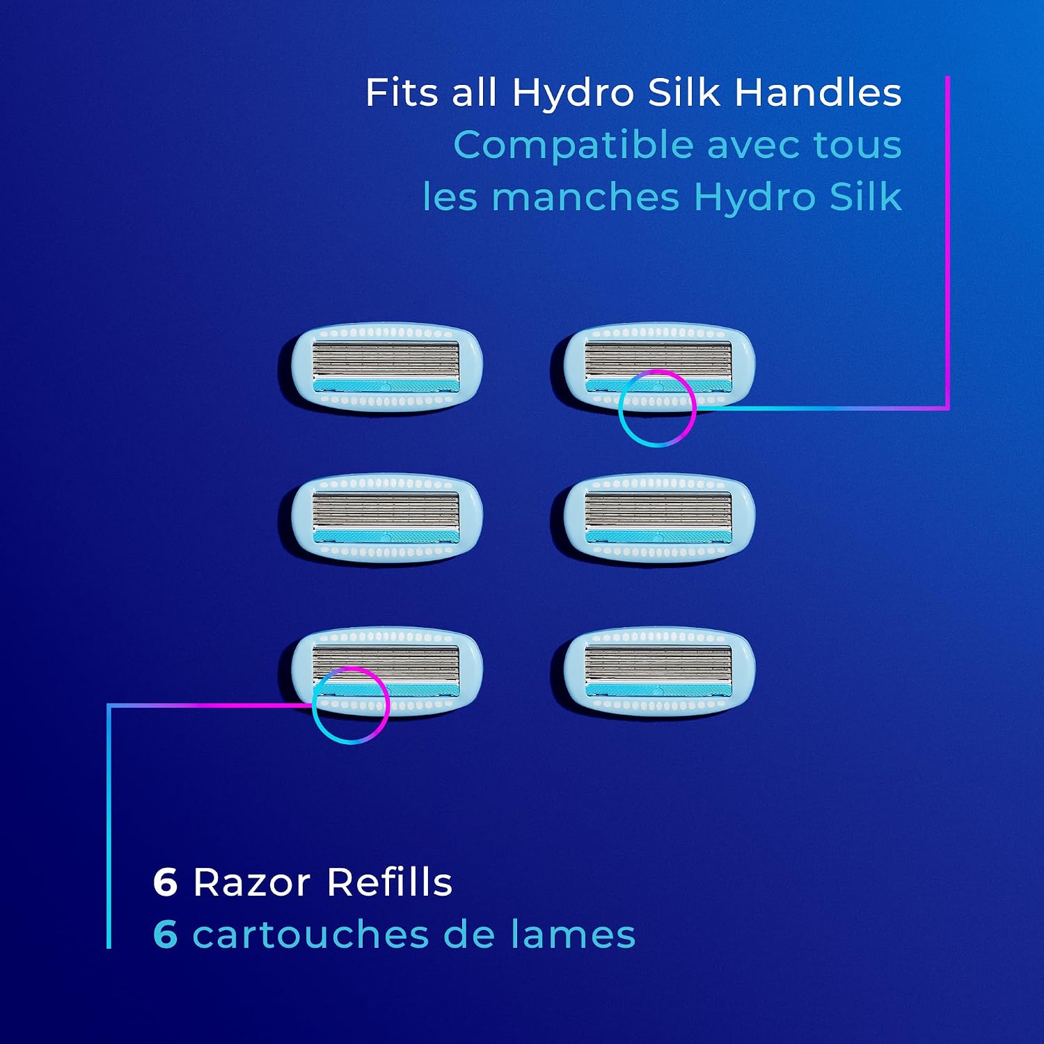 Schick Hydro Silk Moisture Razor Blade Refills, 4 Count | 5-Blade Moisturizing Razors for Women | Womens Moisturizing Razor Refills