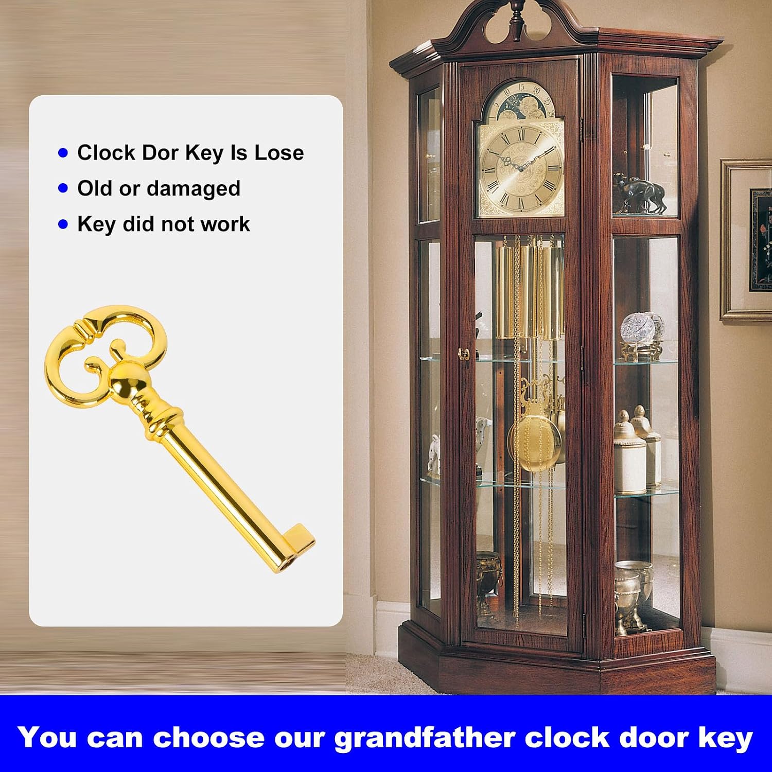 Grandfather Clock Door Key Replacement Ridgeway Grandfather, Sligh, Pearl, Seth, Thomas