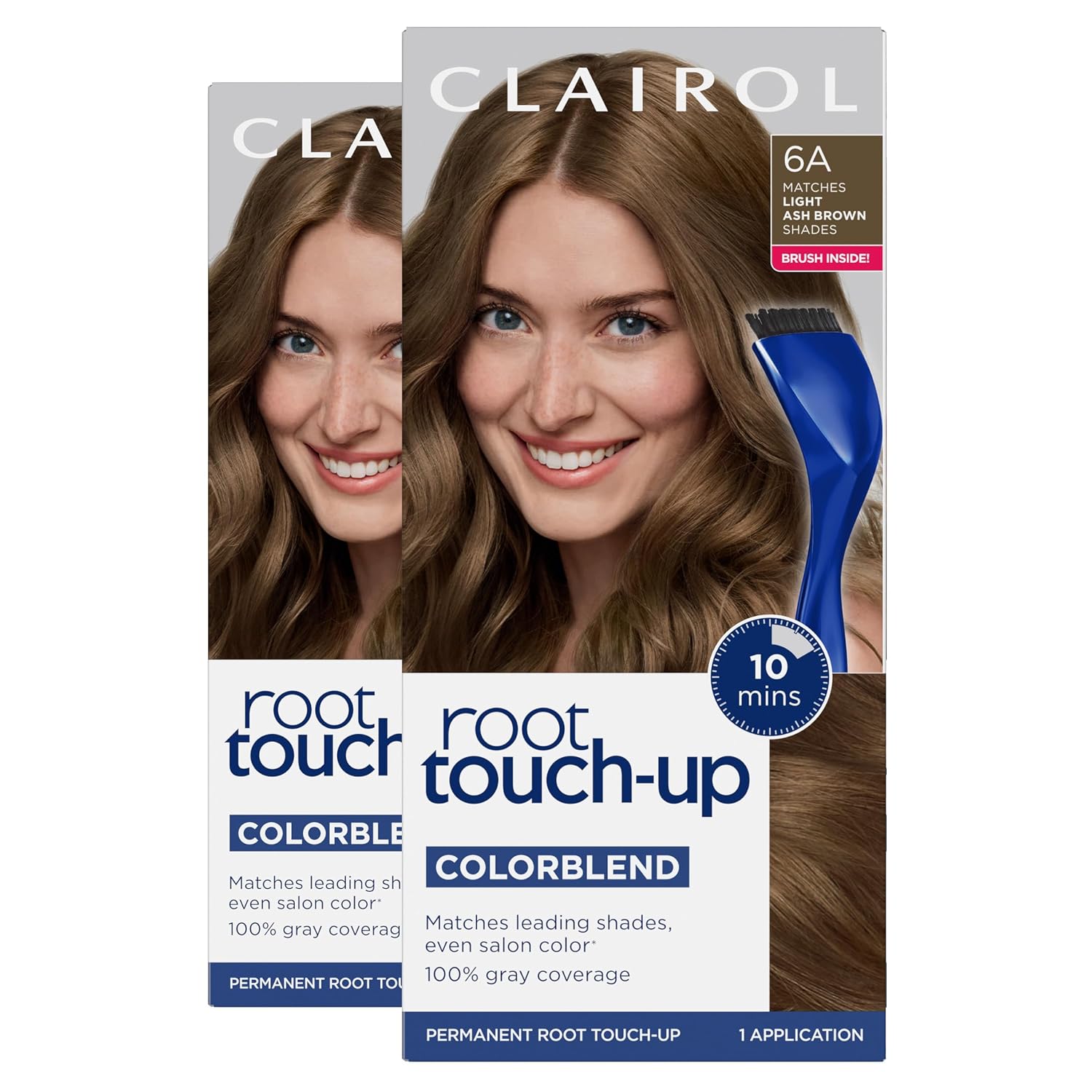 Clairol Root Touch Up Permanent Hair Dye, 6 Light Brown, Pack of 2