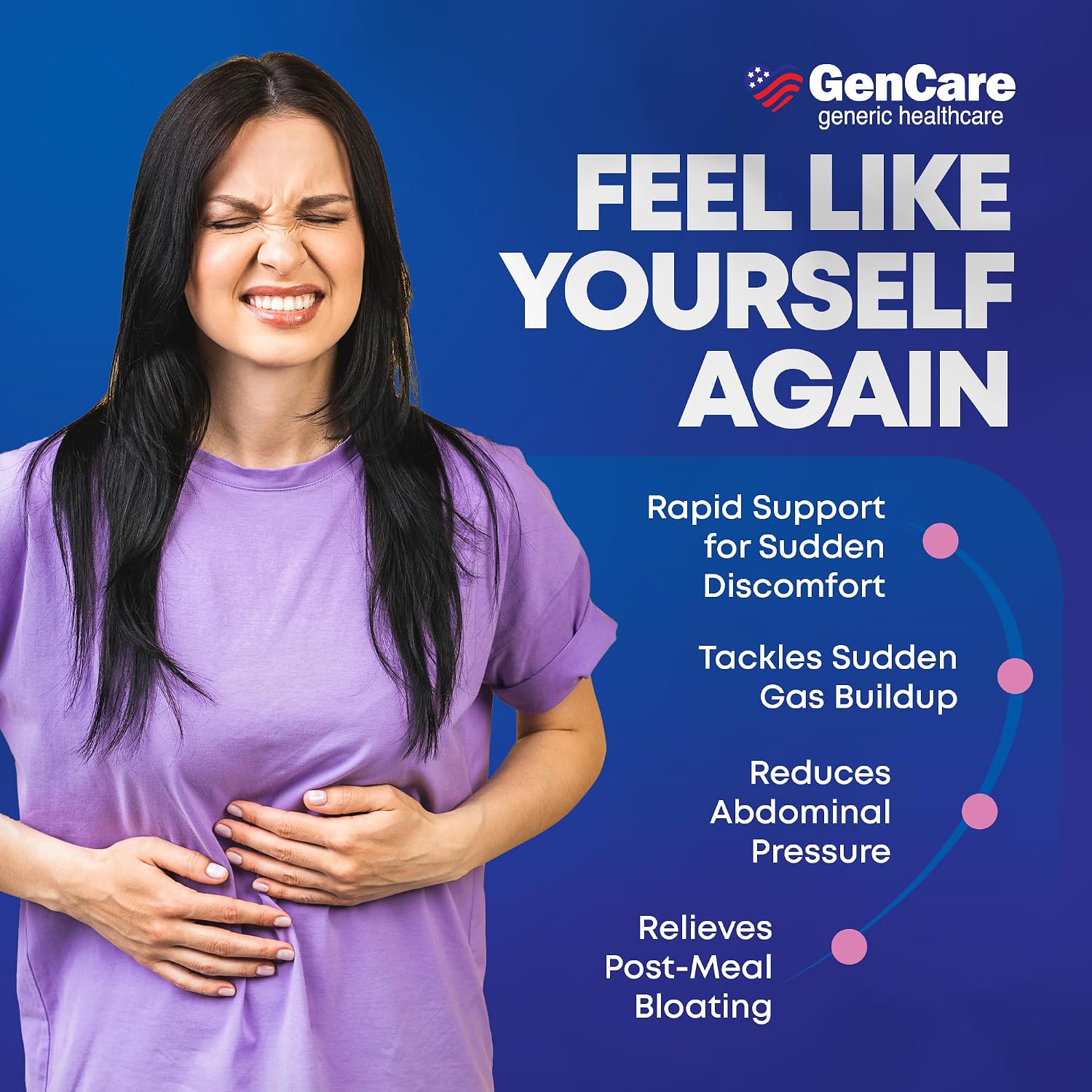GenCare Gas Relief Simethicone 180mg Ultra Strength, 180 Softgels