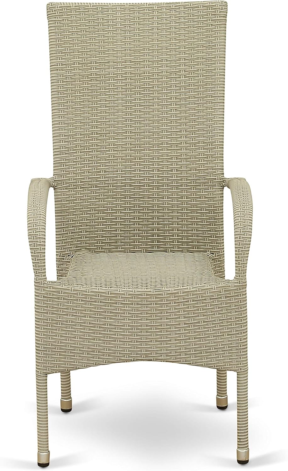 East West Furniture OSLC103A Oslo Outdoor Wicker Dining Arm Chairs with Cushion, Set of 2, Natural Linen
