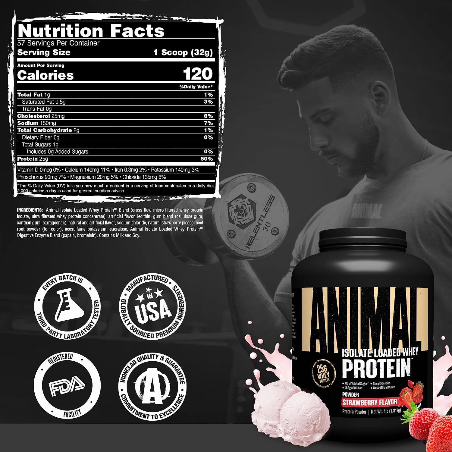Animal Whey Isolate Protein Powder - Loaded for Pre & Post Workout Muscle Builder and Recovery with Digestive Enzymes for Men & Women - 25g Protein, Great Taste, Low Sugar - Chocolate 2 lbs