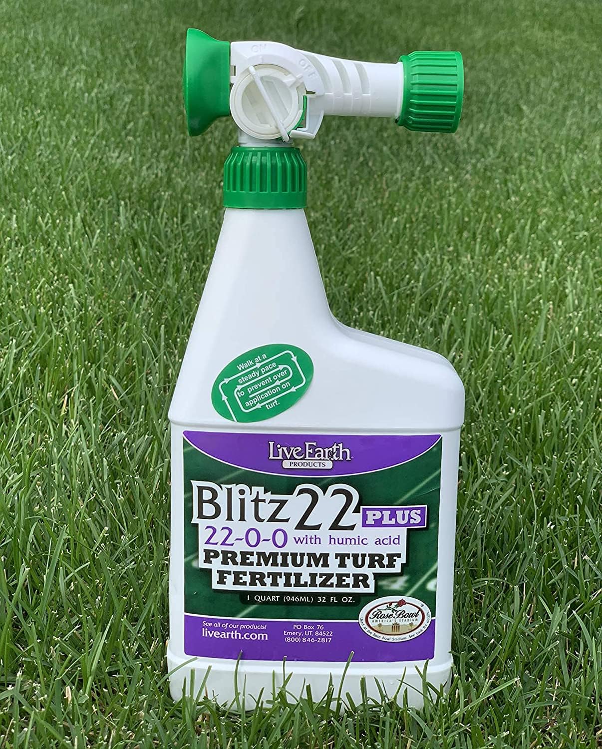 Live Earth Products Blitz 22 Plus Premium Turf Fertilizer, 22-0-0 with Humic Acid, 32 Fl. Oz.
