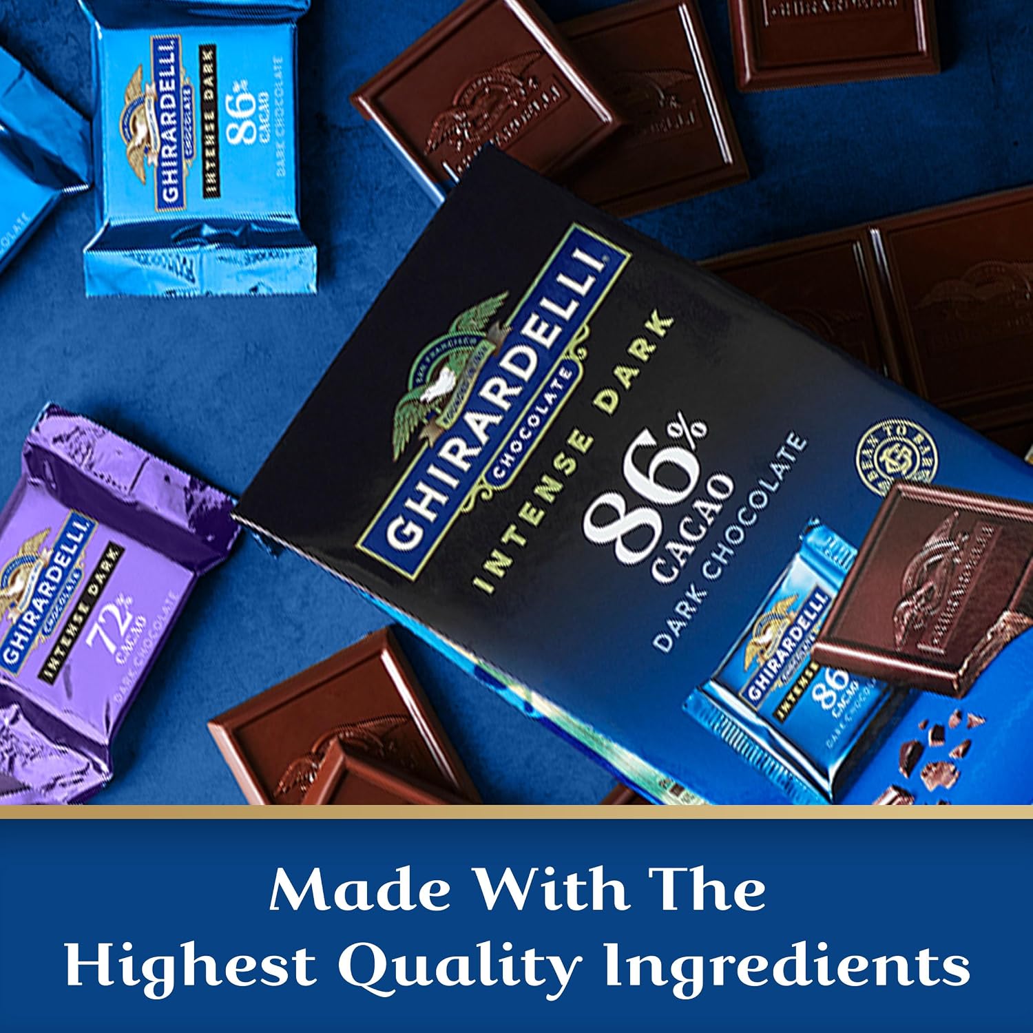 GHIRARDELLI PREMIUM DARK Chocolate Bar, 86% Cacao, 3.17oz Bar, 12 Pack